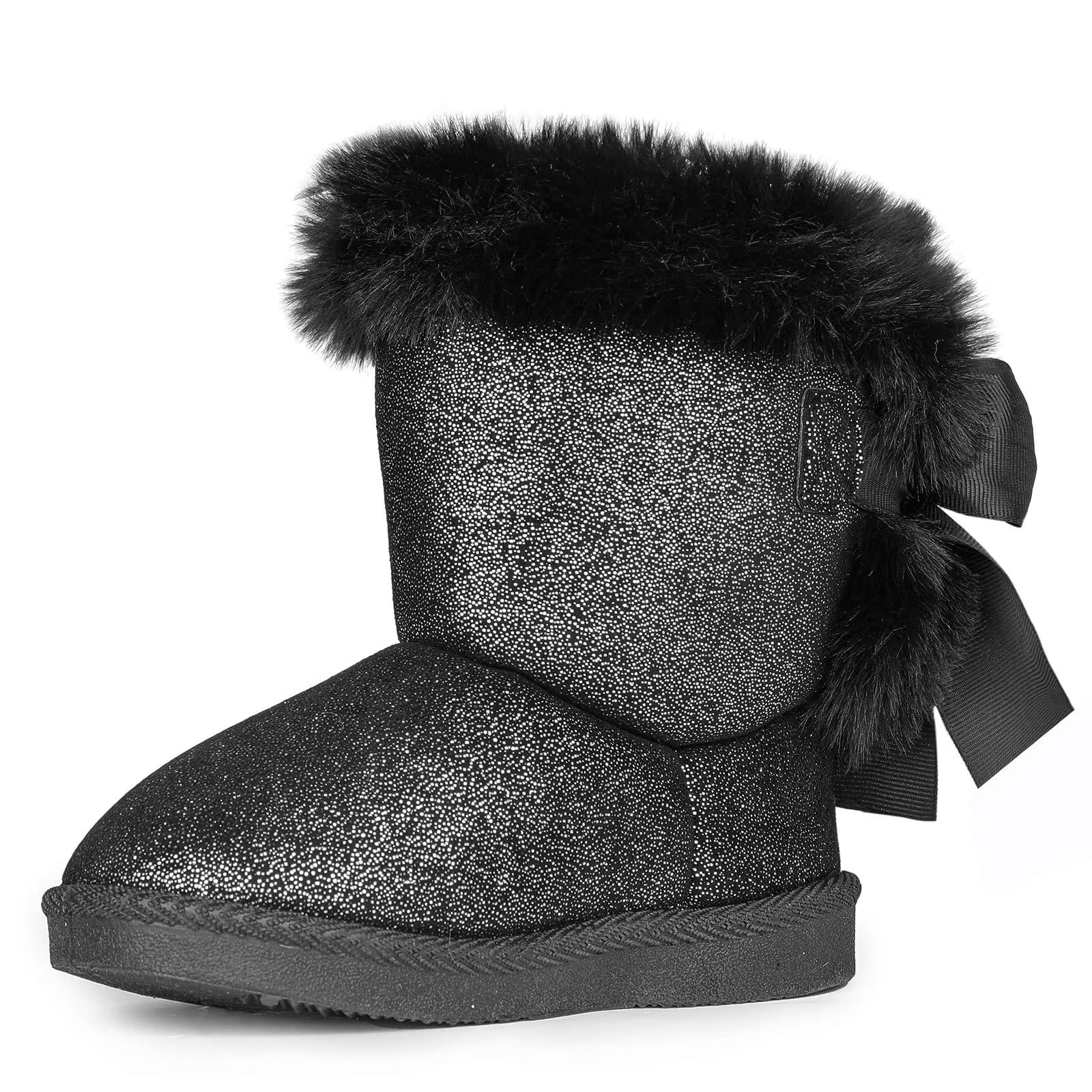 FANTURE Toddler Winter Snow Boots with Zipper,Suede Upper