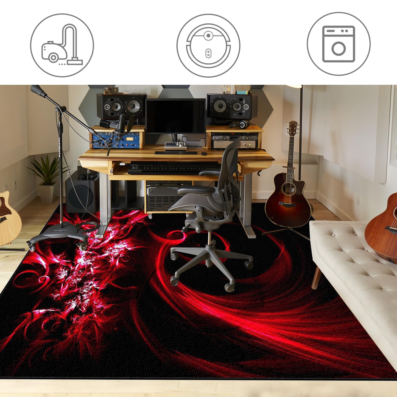 Tapis de Batterie Insonorisé, Tapis insonorisant pour Batterie électronique, Tapis pour Batterie Acoustique, Tapis de Tambour Anti-Bruit antidérapant, Tapis Acoustique Batterie 120 x 90 cm