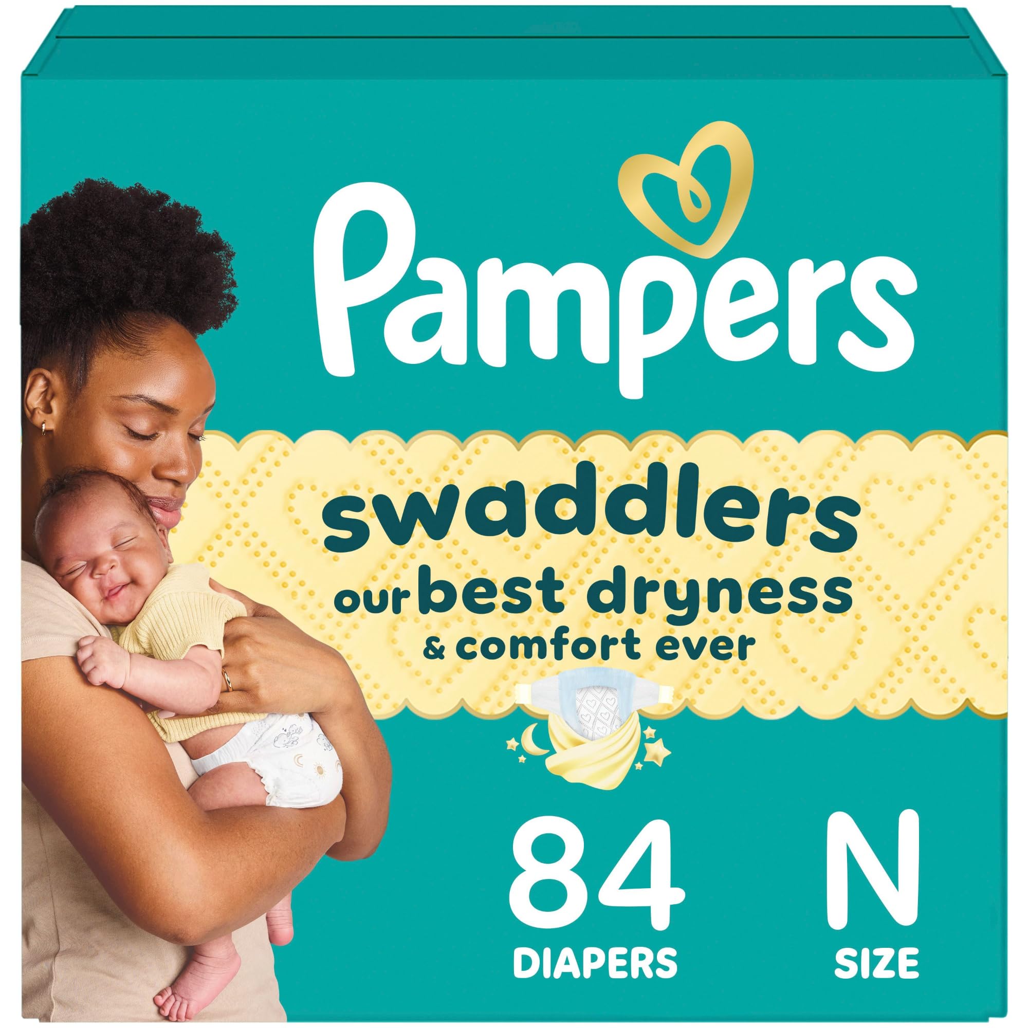 Pampers Swaddlers Diapers, Size 0 (up to 10 lbs), 84 Count, Absorbent, Keeps Baby Dry and Comfortable, Skin Safe Disposable Baby Diaper (Packaging May Vary)