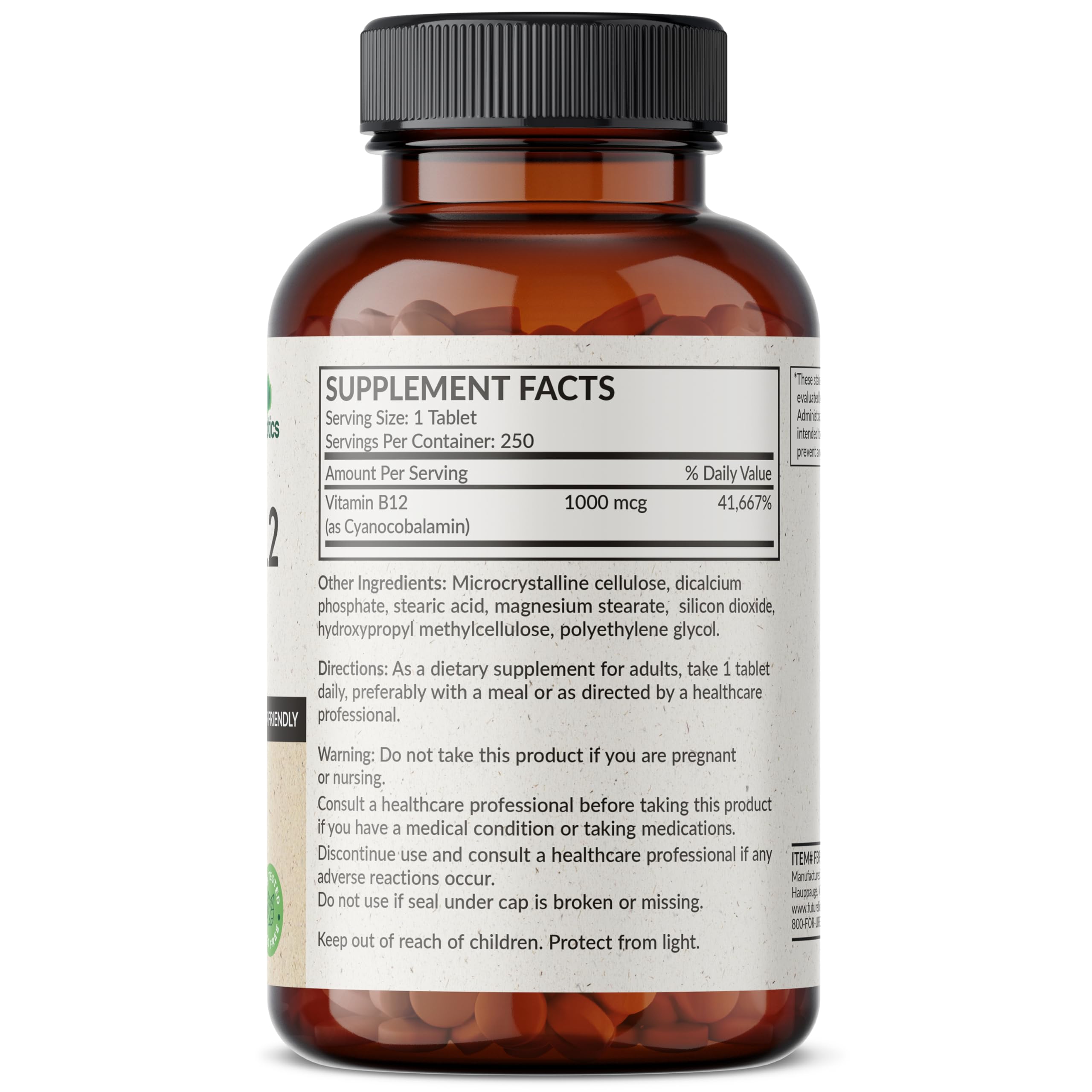 Futurebiotics Vitamin B12 1000mcg Vegetarian Friendly Non-GMO, 250 Tablets — Amazon image 2