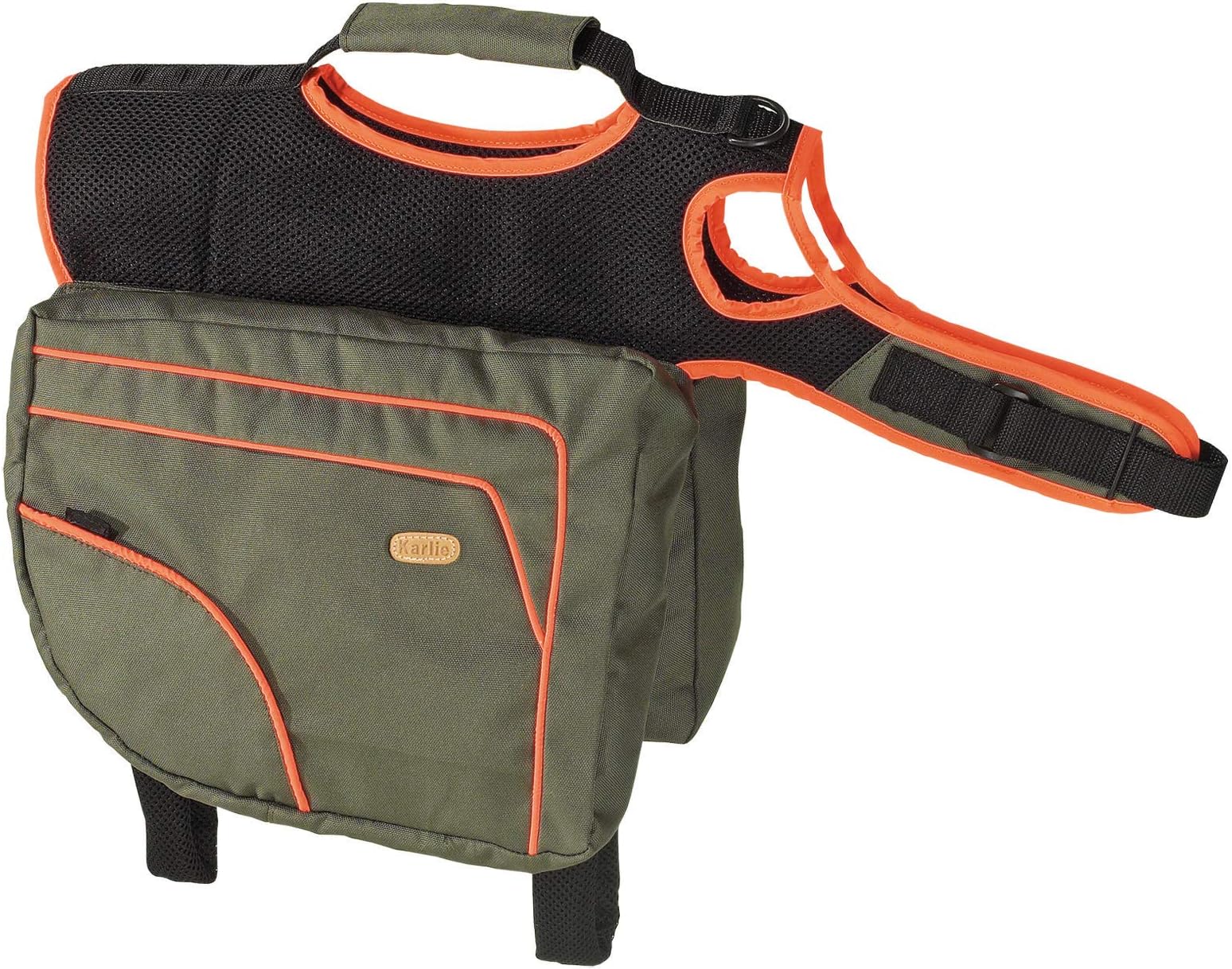 Karlie Flamingo 16313 โ Multifunction Saddle Bag โ 36 x 30 cm, Green/Orange