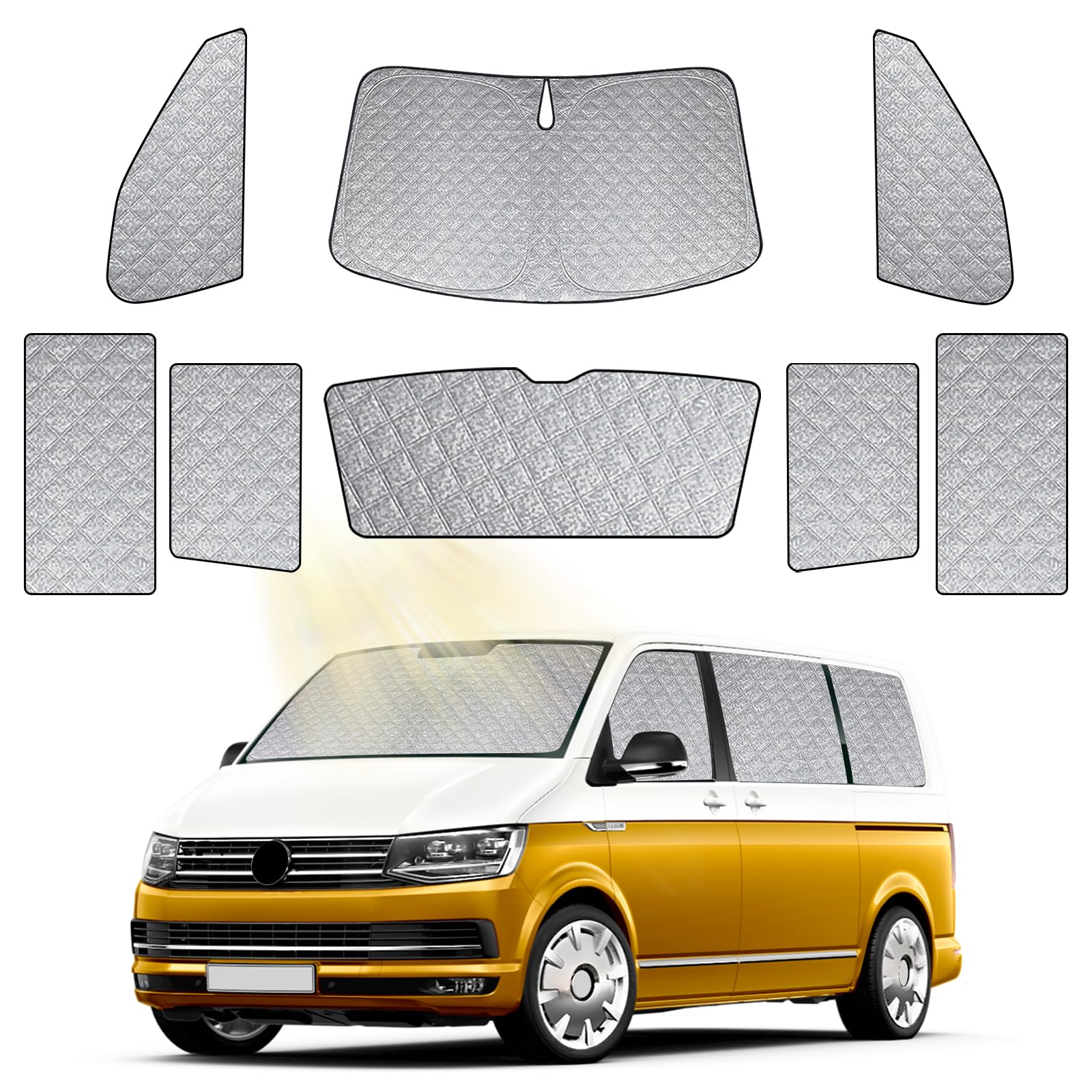 8PCS Sonnenschutz Auto Frontscheibe für VW T6 T6.1 SWB