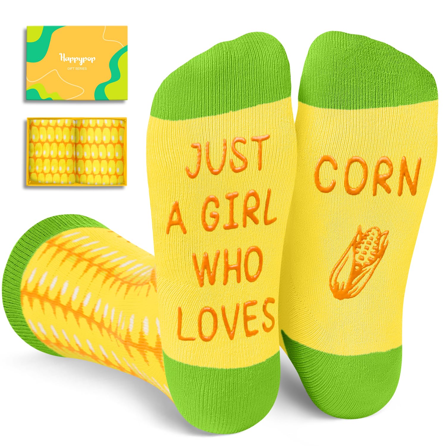 HAPPYPOP Corn Gifts for Women Teen Girls - Corn Socks, Funny Food Gifts for Corn Lovers, Valentine's Day gift