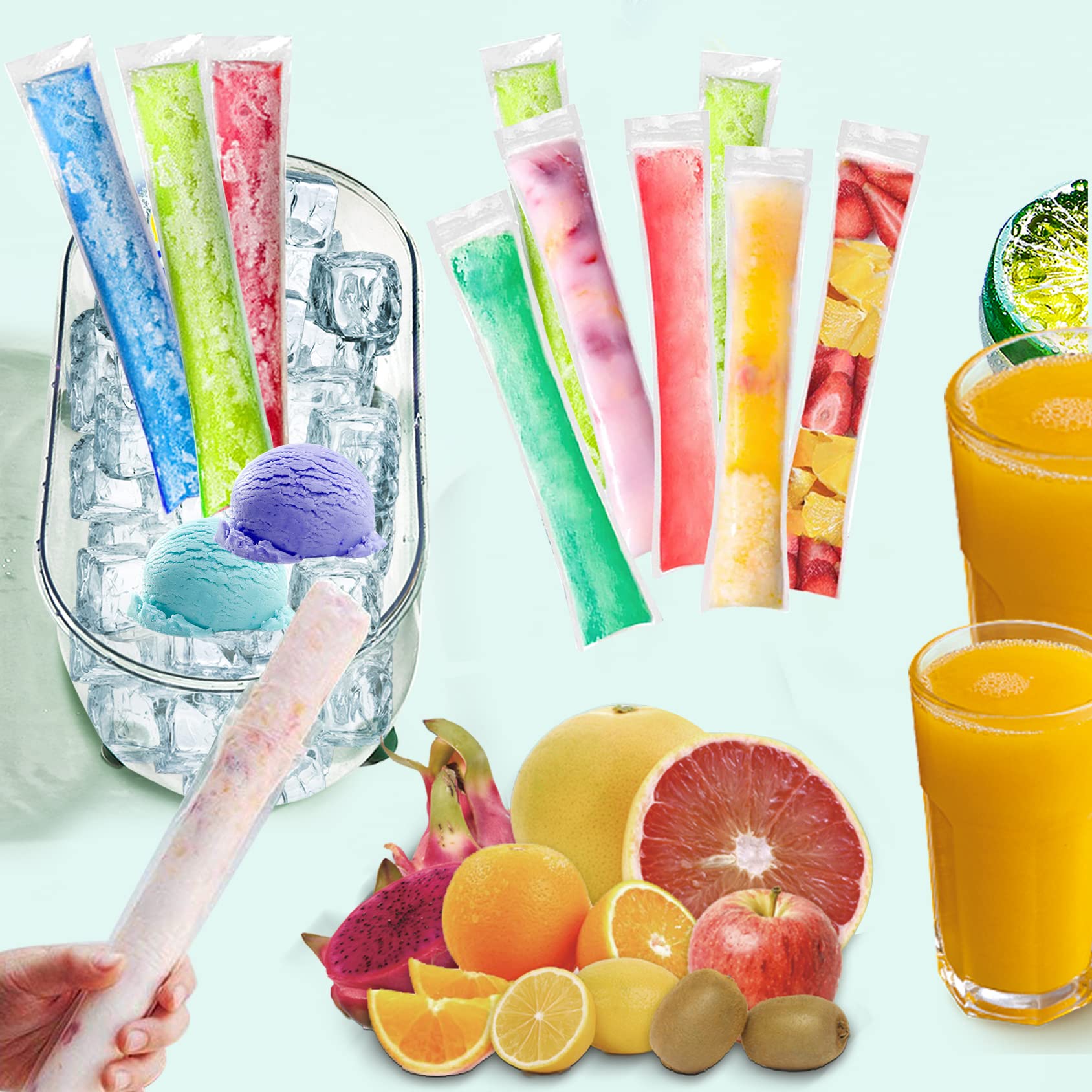 Torebki na lody na patyku, torebki na lizaki lodowe z lejkiem na jogurt, cukierki na lodzie lub mrożone popy, przybory do lodów na imprezę (200 szt.)