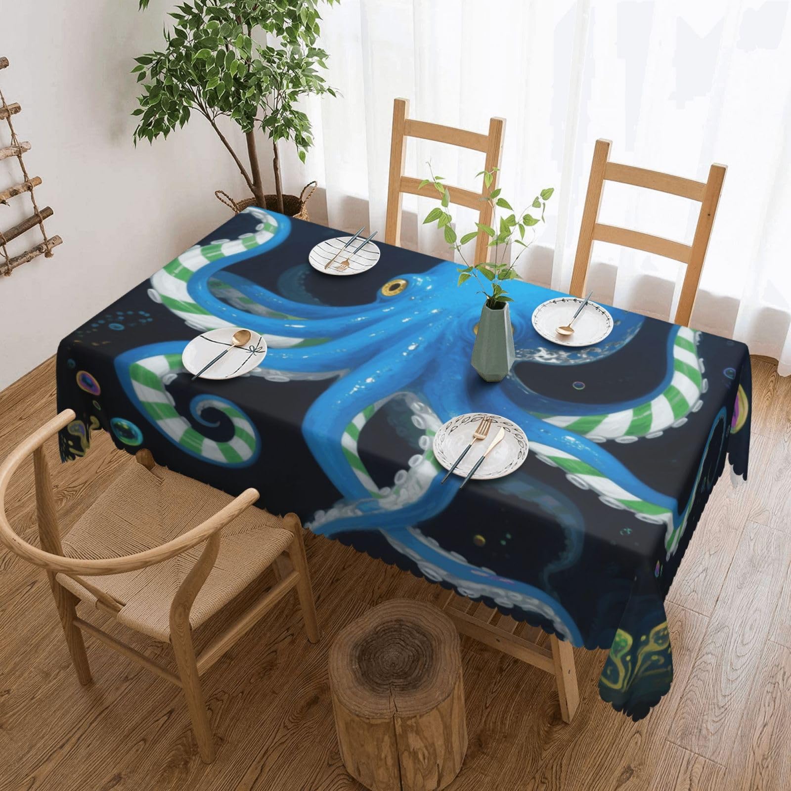 Nappe poulpe de mer pour jardin et fête couverture rectangulaire anti-tache
