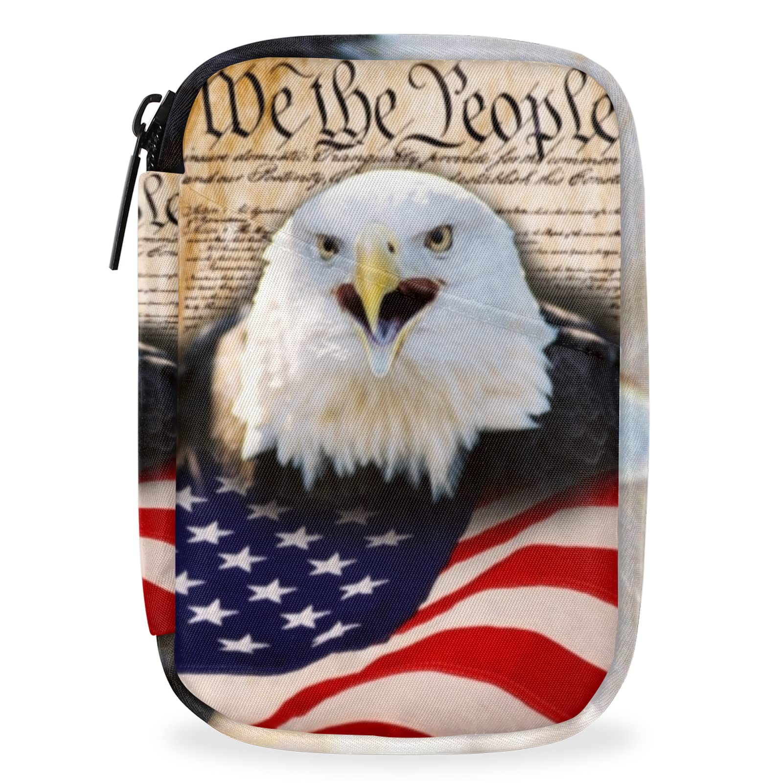 Weekly Pill Organizer with Travel Bag,Eagle National Flag Pill Supplement Box Large Portable Travel Pill Box Case for Vitamin/Fish Oil/Pills/Supplements Medicine Organizer