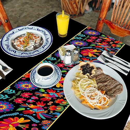Miniatura 7 de 6 manteles de fiesta mexicana de 108 x 54 pulgadas, mantel de plástico para el Día de los Muertos, decoración del Día de los Muertos para noche de
