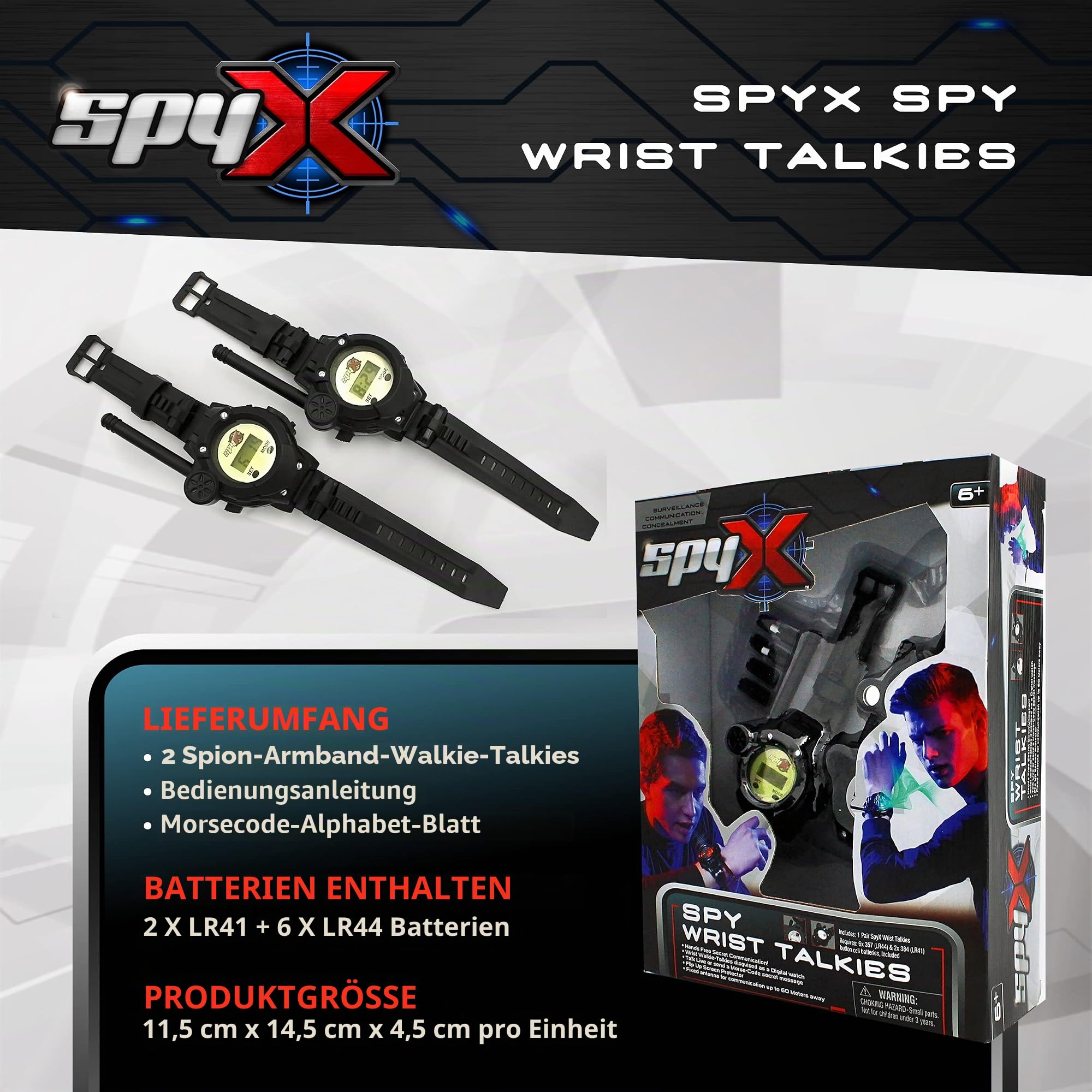 SpyX 10538 Spy Handgelenk Talkies für Kinder - Geheime Kommunikation mit getarnten Walkie-Talkies, inklusive Uhren-Verkleidung, 6+