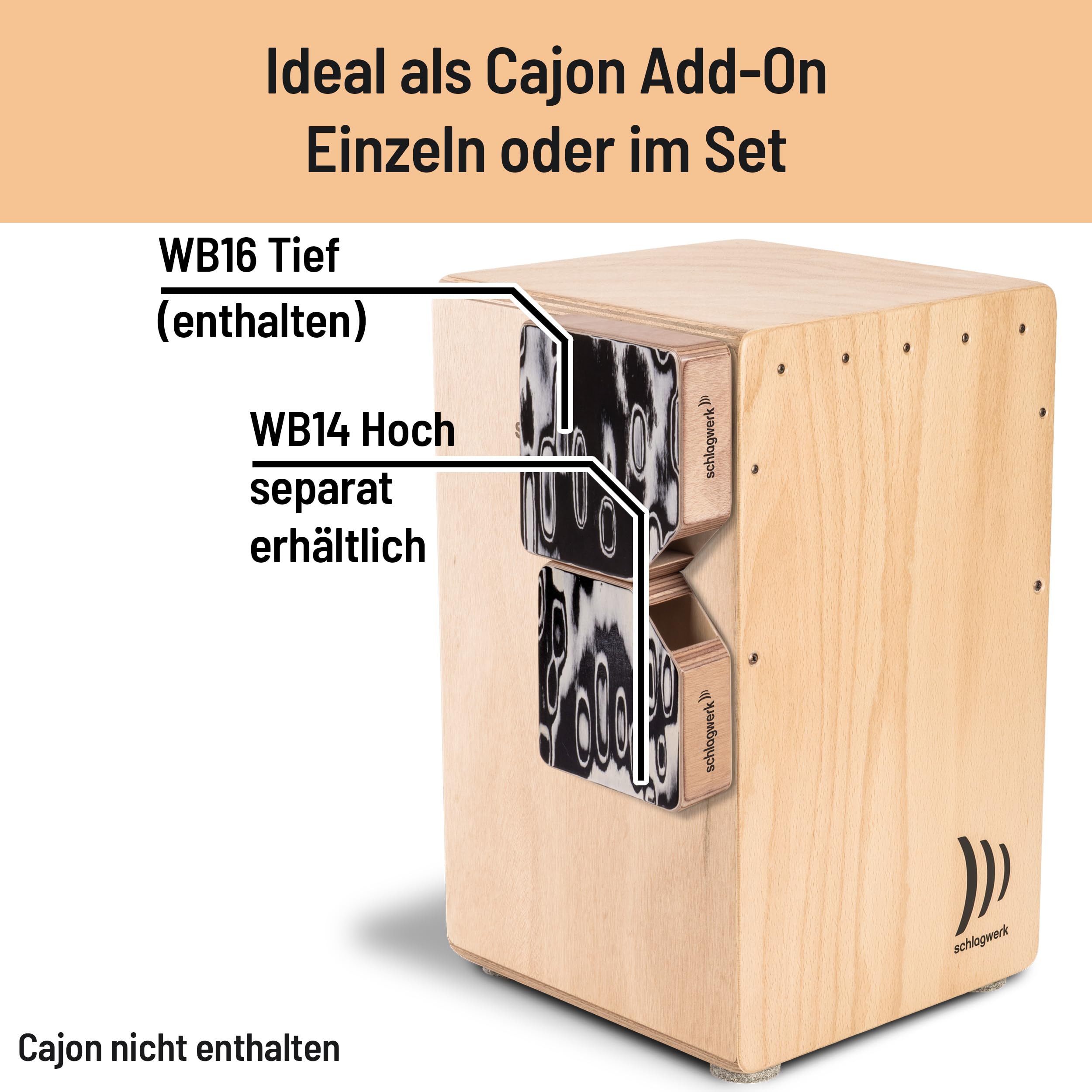 Schlagwerk WB16 Pocket Bongo Profundo – Bongo ultracompacto de madera de Gabón – Complemento de cajón – Complemento para batería – Dedo 15,5 × 15,5 × 4 cm – Ideal para percusión, estudio, vivo y calle