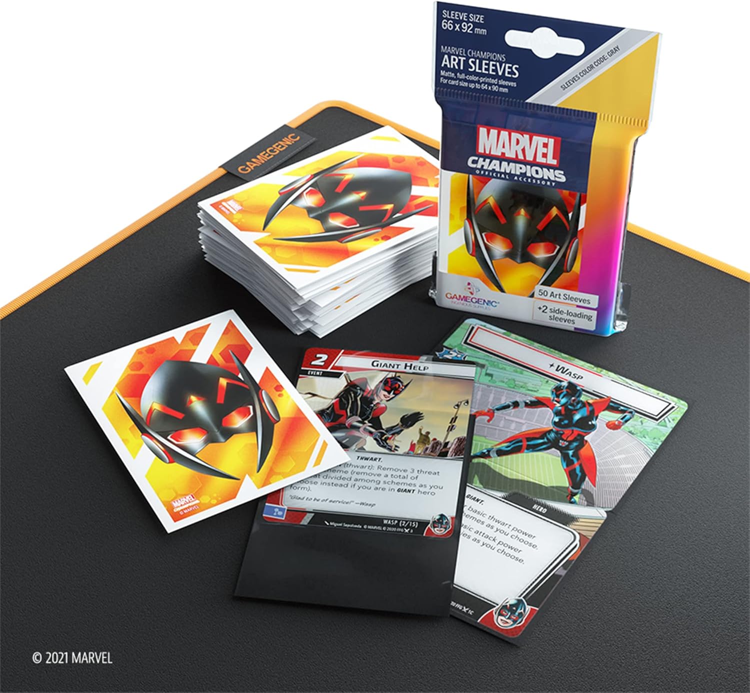 Gamegenic Marvel Champions The Card Game Official Wasp Art Sleeves | Pack of 50 Art Sleeves | Card Game Holder | Use with TCG and LCG Games | Made by Fantasy Flight Games