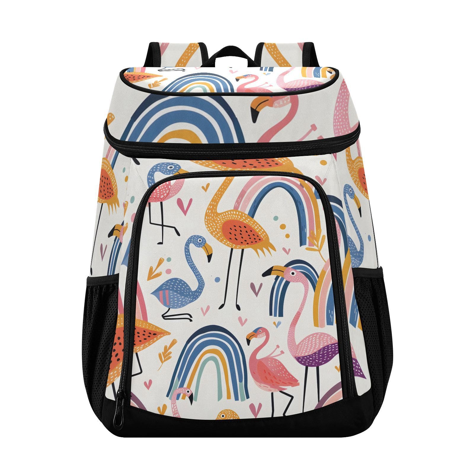 Rainbow Flamingo Bird Cooler Backpack Cooler Insulated Leak Proof Lunch Backpack 36 Cans Waterproof Soft for Men Women Picnic Hiking Camping Beach