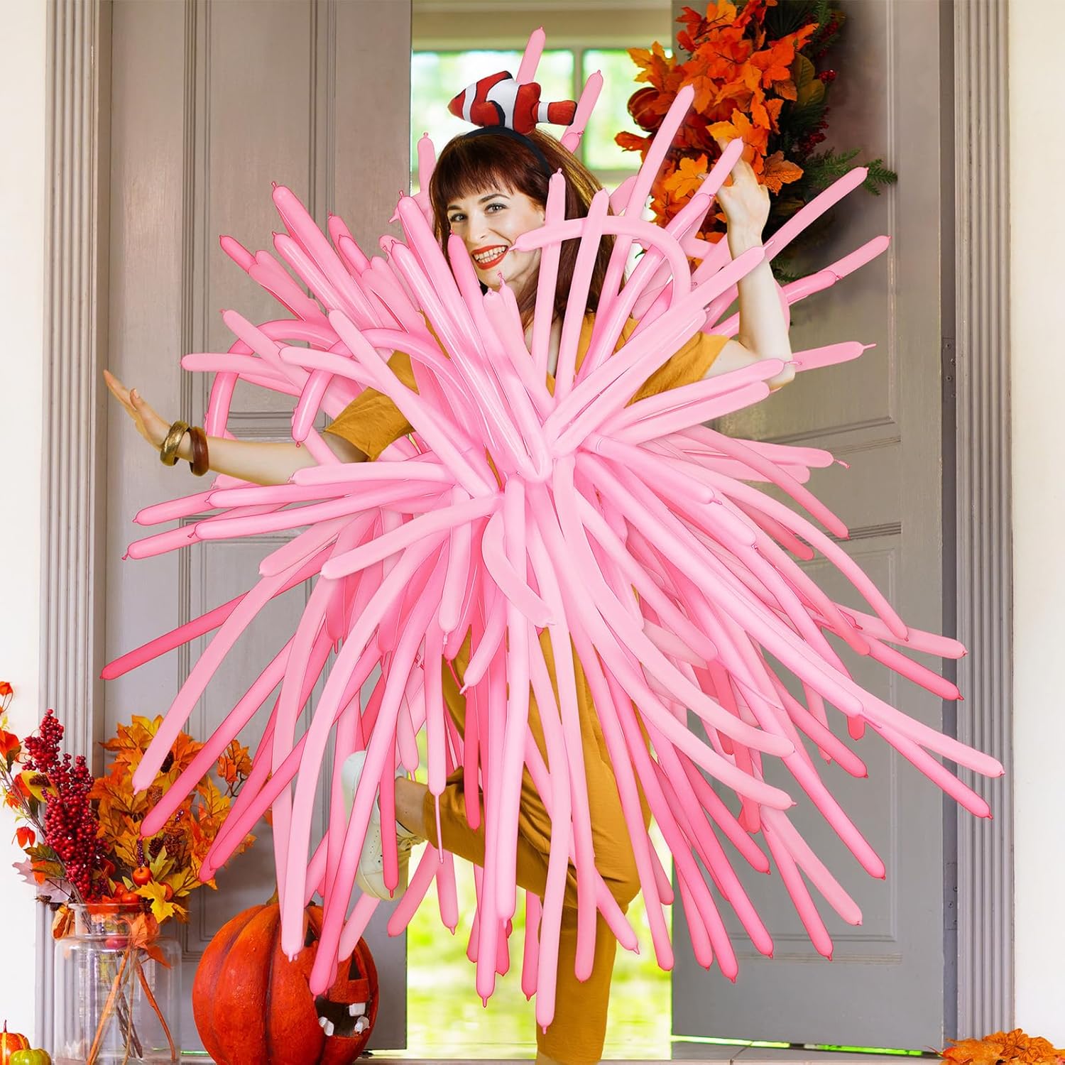 Halloween Clownfish Costume with Balloon Orange Fish Headband Coral Fish for Cosplay Dress up Party Supplies - Image 5