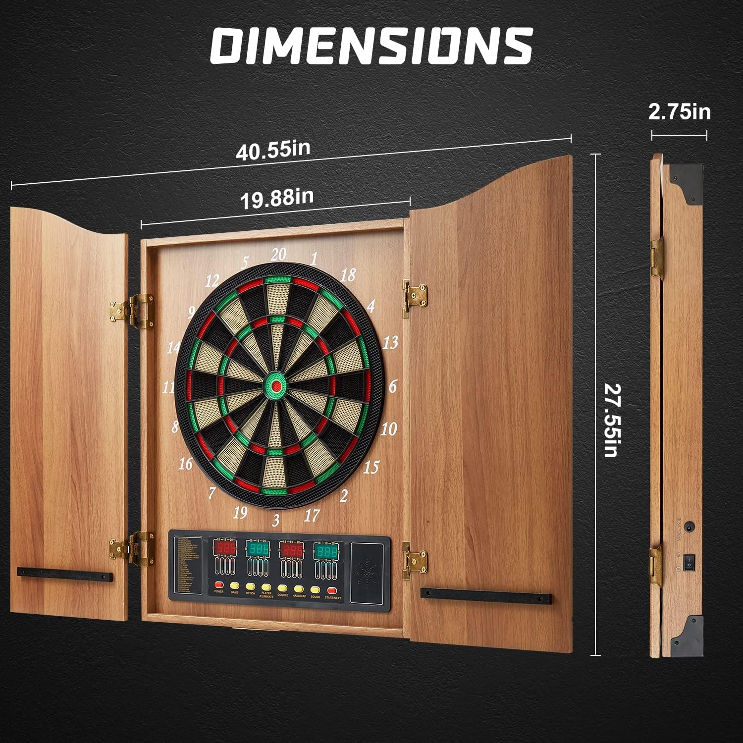 Diana, Juego de Gabinete para Diana Decorativa [12*Dardos de Punta Suave], Diana Electrónica, Puertas de Gabinete de Madera con Marcador Integrado [Albaricoque][Negro][Café]