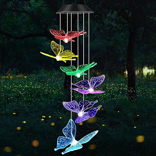 Miniatura 7 de JOBOSI Carillones de viento de mariposa regalos para mamá carillón de viento de mariposa campanillas de viento brillantes para decoración al aire