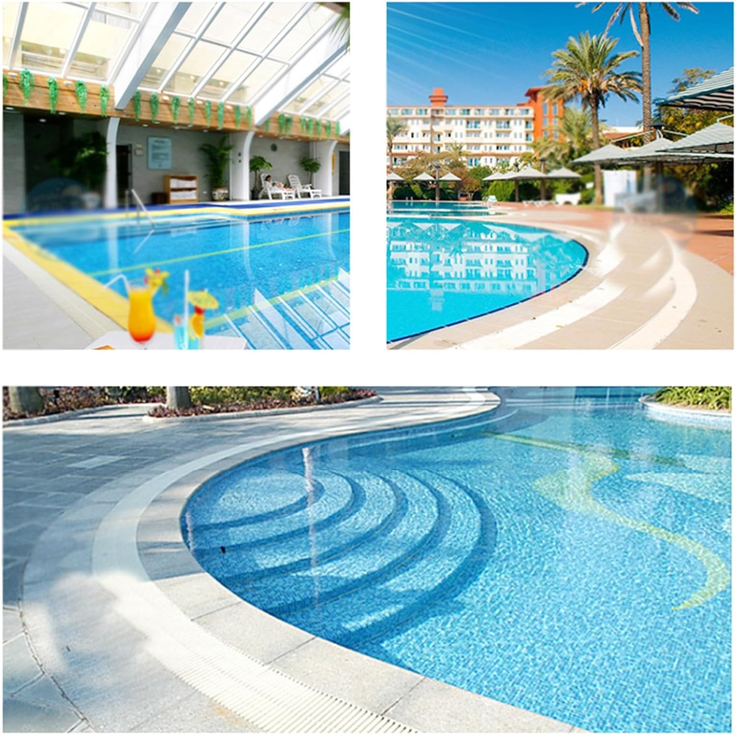 Swimming Pool Drainage Grate Cover Strip, 5.9-11.81 Inch Splicable PVC Mat for Indoor/Outdoor Use, 8-Pack, Durable Overflow Grating for Effective Water Management