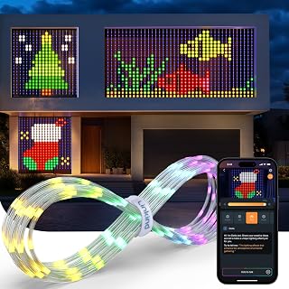 Linkind Smart Curtain Lights, 400 LEDs Smart AI Curtain String Lights with APP DIY GIF Text, Color Changing Halloween Christmas Decorations for Outdoor Indoor Bedroom Window Decor, 5.9×5.5ft