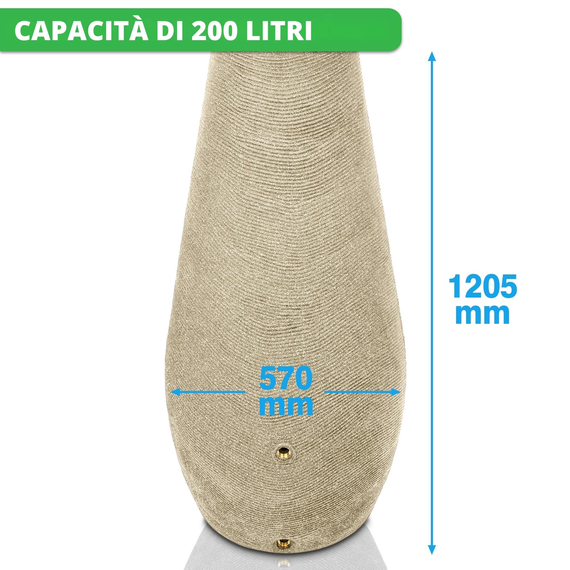 YourCasa Contenitore per acqua piovana da 200 litri [EcoDrop] con filettatura in metallo e coperchio – Botte per pioggia in plastica – Serbatoio per acqua piovana – Serbatoio acqua piovana giardino