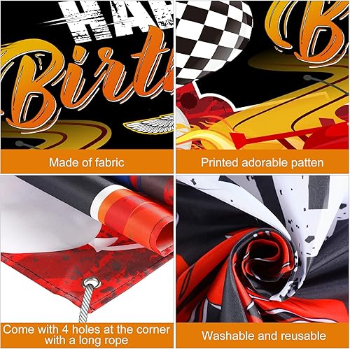 Miniatura 3 de Telón de fondo de carreras de coches con temática de cumpleaños, decoración de fiesta de cumpleaños, fiesta de carreras, fondo de fotos, suministros