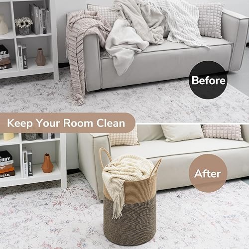 Miniatura 4 de Goodpick Cesta de mimbre para ropa sucia, cesta de lavandería tejida de 60 litros para mantas, cesta de ropa sucia para dormitorio, canasta alta de