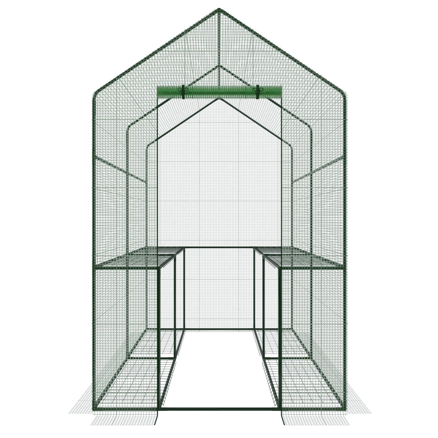 Serra Da Giardino Per Orto Con 4 Ripiani In Metallo Telaio In Acciaio Telo Retinato In Propilene Trasparente Porta Avvolgibile Apertura A Cerniera Protezione Piante Giardinaggio 186 x 120 x 190 Cm