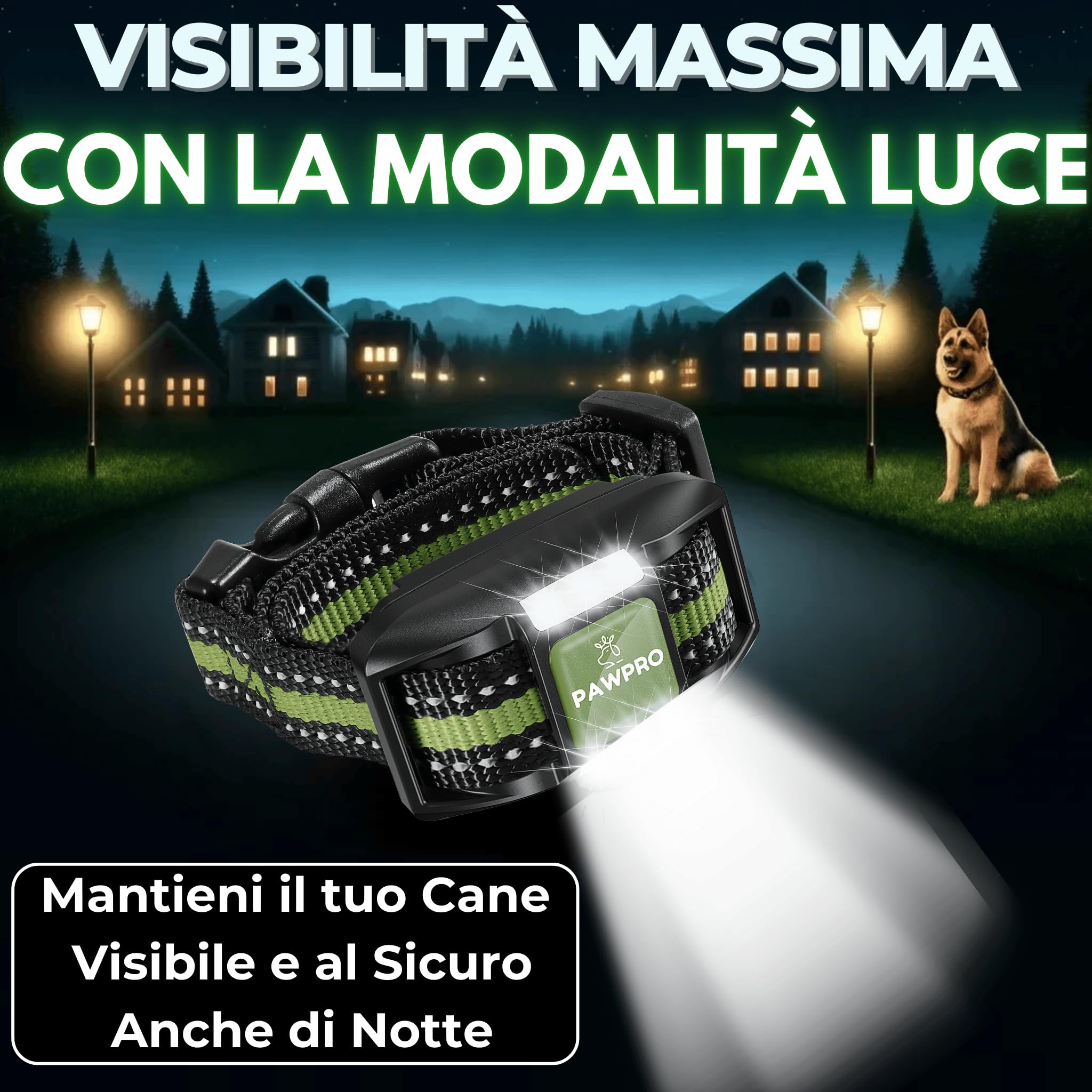 PAWPRO Collare di Addestramento, Conforme Nuova Legge Italiana Benessere Animale, Portata XXL 3 km, Modalità Luce Notturna, BIP Vibrazione Potenziata, Adatto Tutti Cani, Impermeabile (1 Collare)
