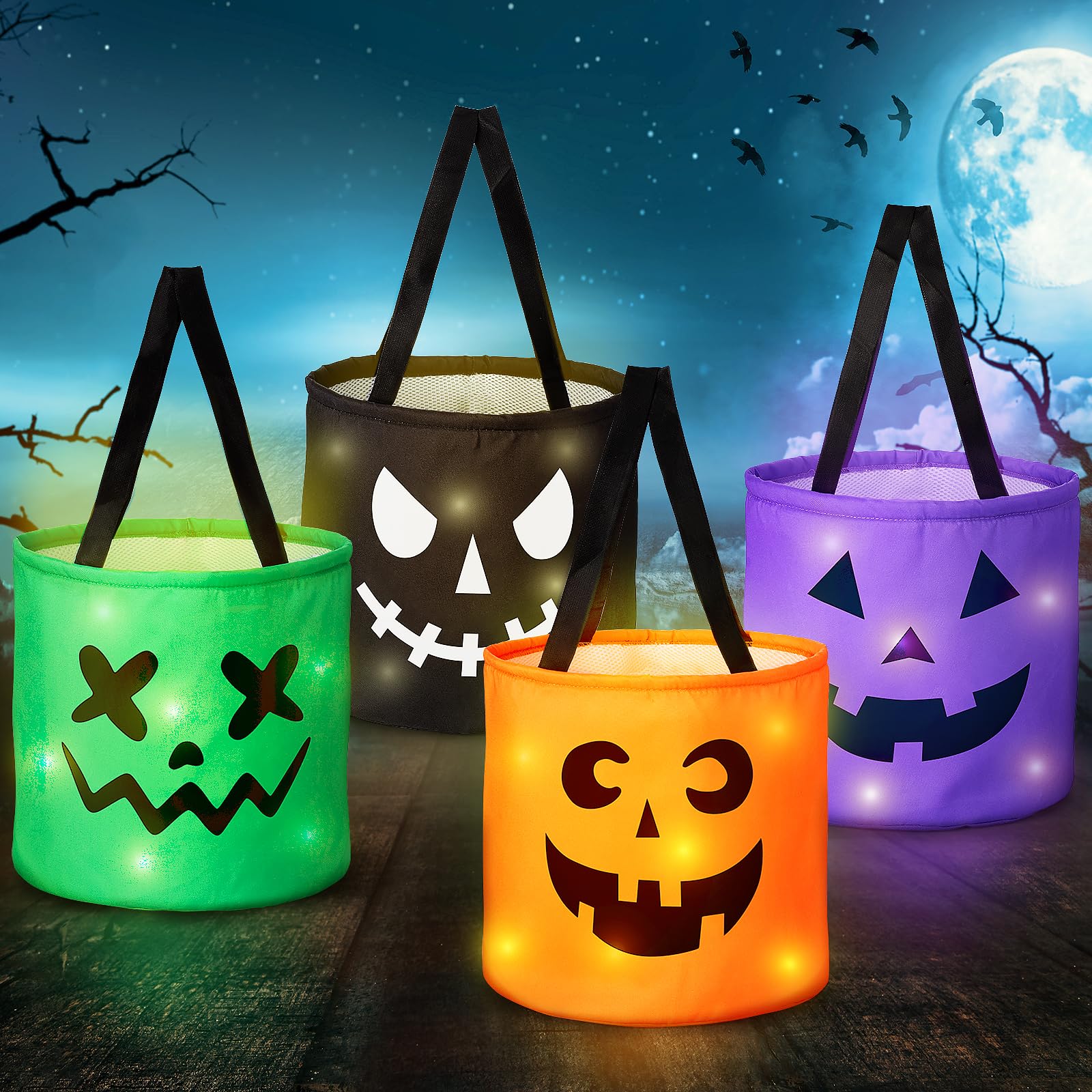 Snapklik.com : Halloween LED Light Up Trick Or Treat Bags, 4 Pcs ...