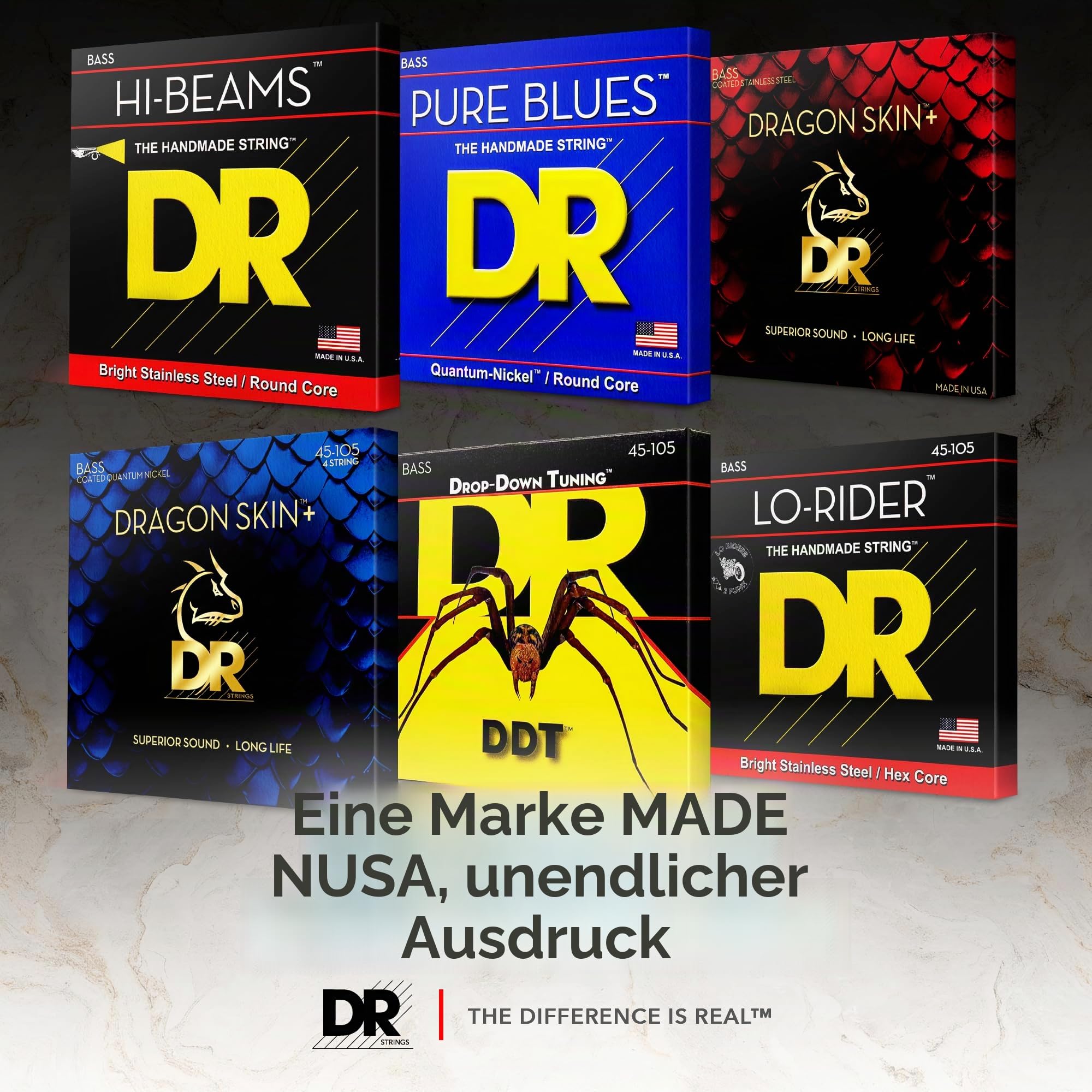 DR Black Beauties Bass 5 Saiten 45-130 | K3 Beschichtung, Langlebig, Korrosionsschutz, Kraeftiger Sound, Made in USA