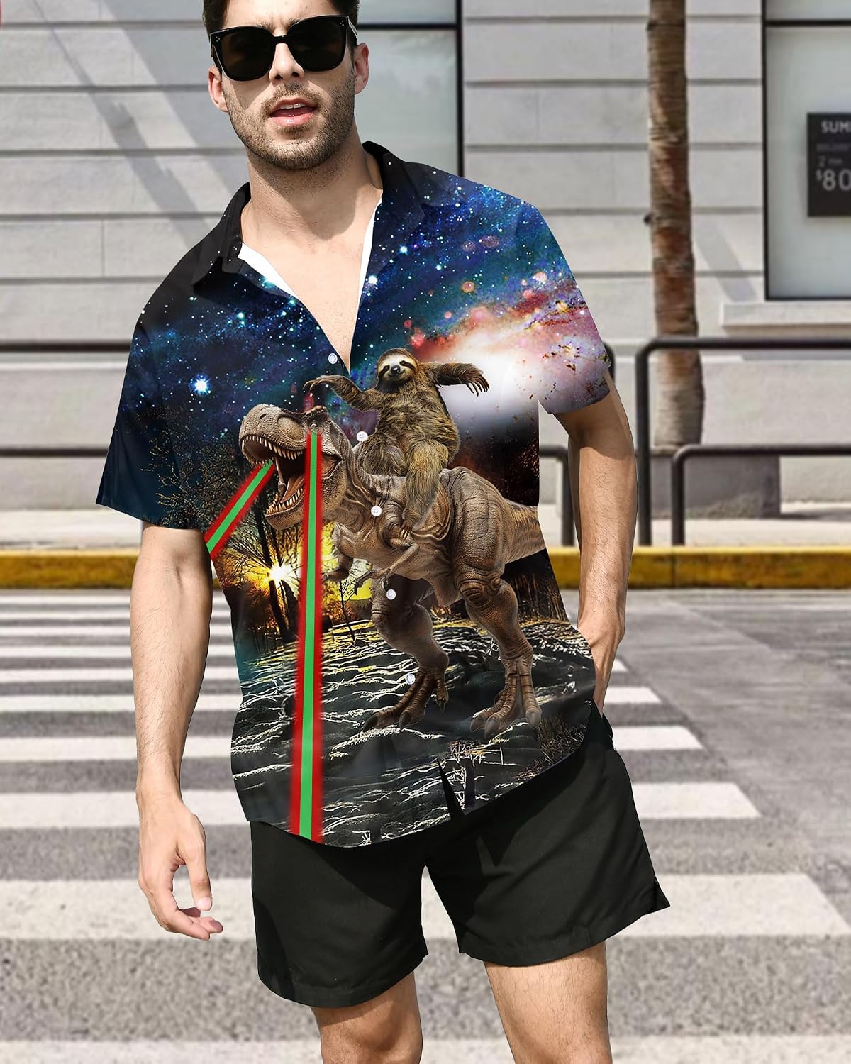 ALISISTER Funny Men Button Down Short Sleeve Dress Shirt Novelty Holiday image 5
