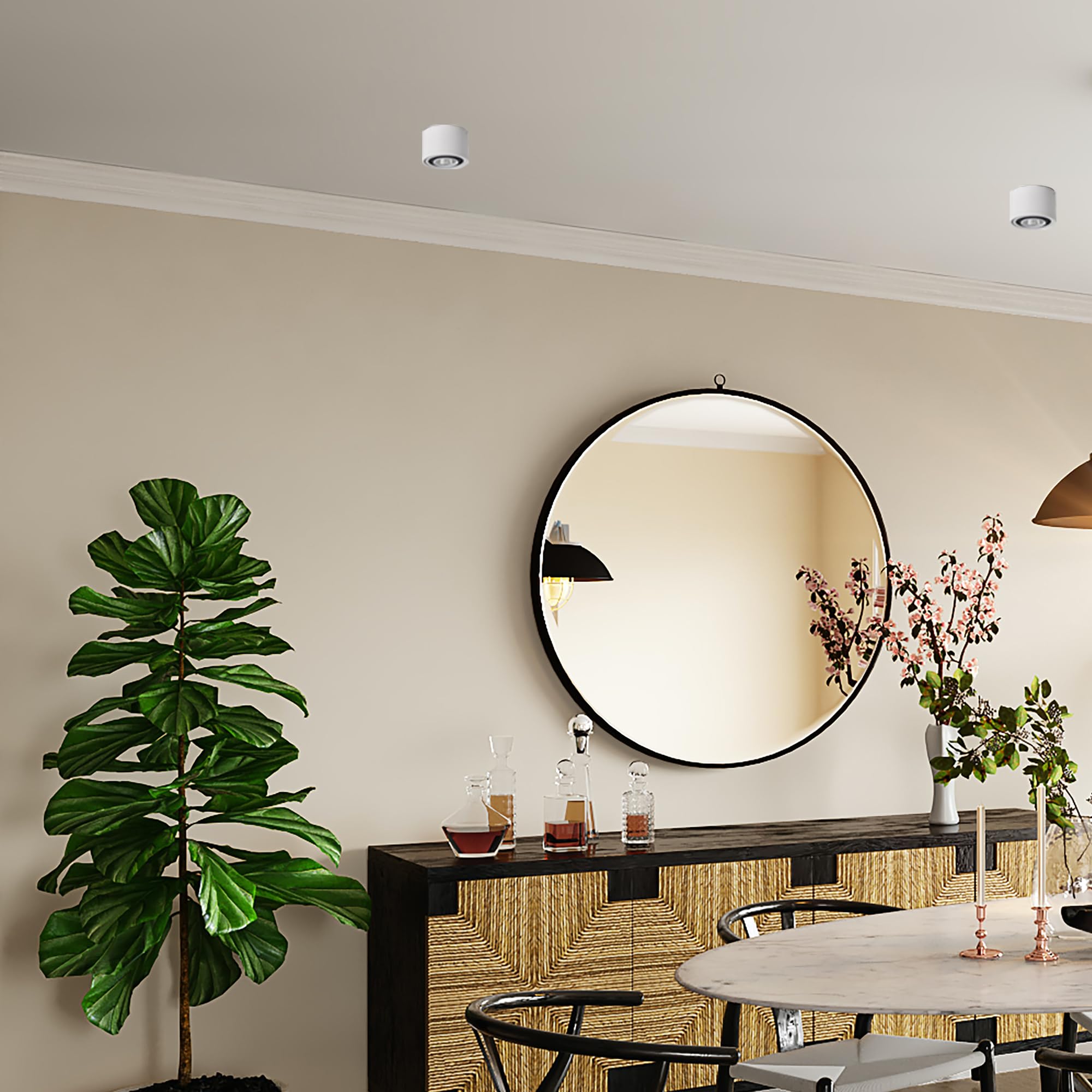 LED Deckenspot Aufbauspot Dimmbar, Aufputz Spots Deckenstrahler aus Aluminium Downlight, Weiß Aufbaustrahler Schwenkbar 230V 7W mit Fernsteuerung für Küche Wohnzimmer Schlafzimmer BD0856