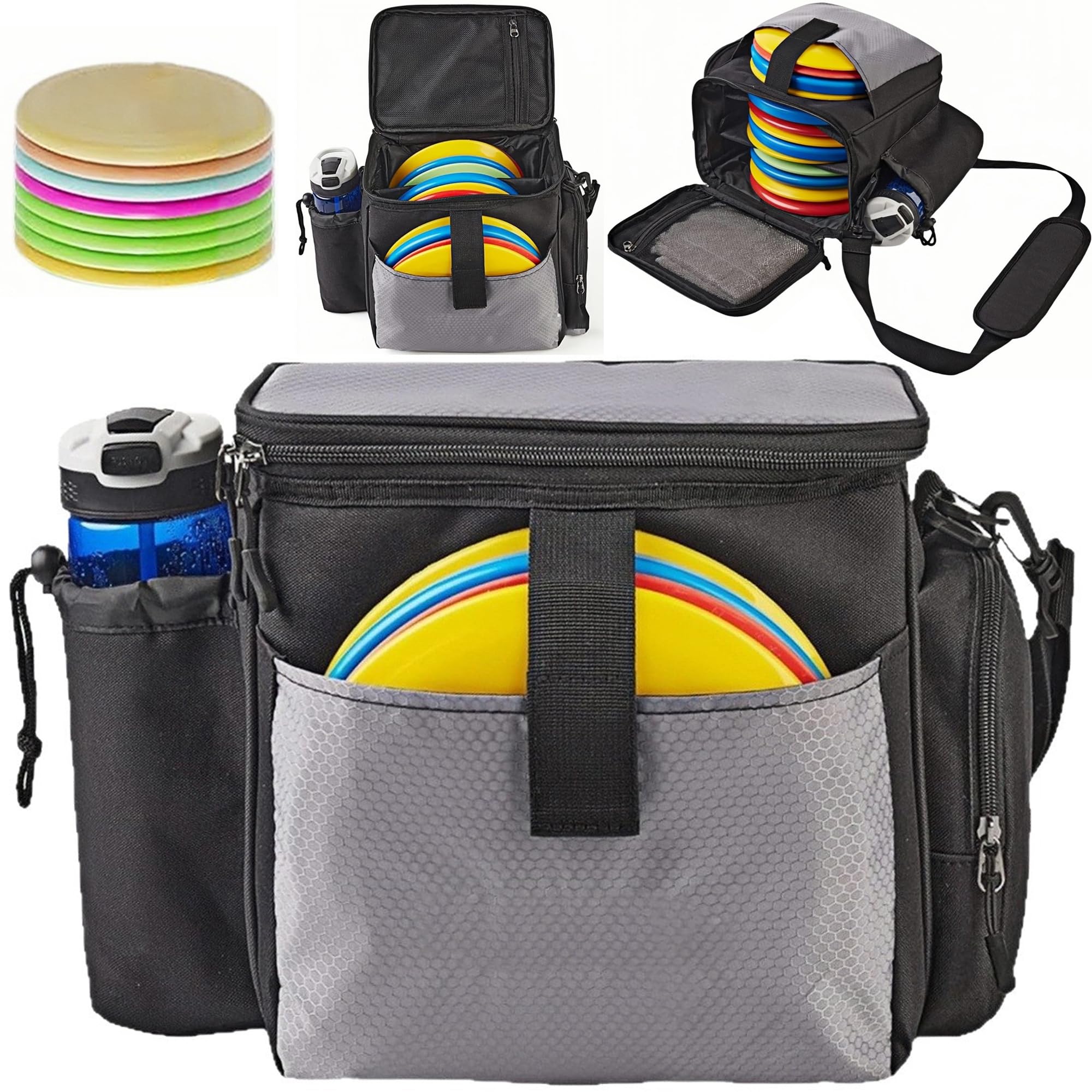 Disc Golf Bag, Disc -Golf -Tasche, Discgolf-Startertasche, Aufbewahrung für 10 Discs, Easy to Carry and Lightweight, Mehreren Aufbewahrungstaschen, Golf Bag