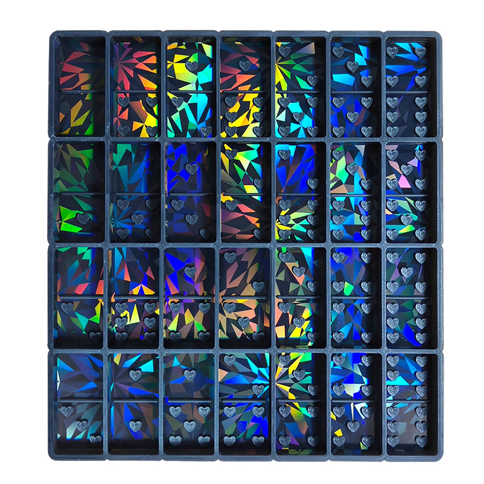 YZYDF Heart Dominoes Resin Molds Light and Shadow Holographic Silicone Mold Crystal Epoxy Resin Game Mold Jewelry Making