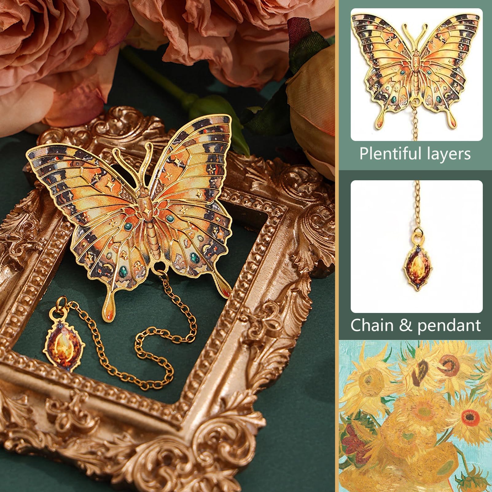 Snylcce Metal Butterfly Bookmarks Set of 4- Exquisite Unusual Butterflies with Retro Design Bookmarks for Souvenir Ideal Gifts for Book Lovers Perfect for Reading Book Clubs & Special Occasions - Image 4