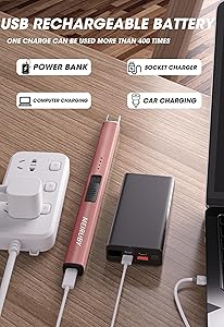 MEIRUBY Electric Candle Lighter, Christmas Stocking Stuffers Gifts for Women Mom Men Wife Sister, USB Arc Rechargeable Windproof Long Lighter for Candle BBQ Housewarming Birthday Gifts Idals