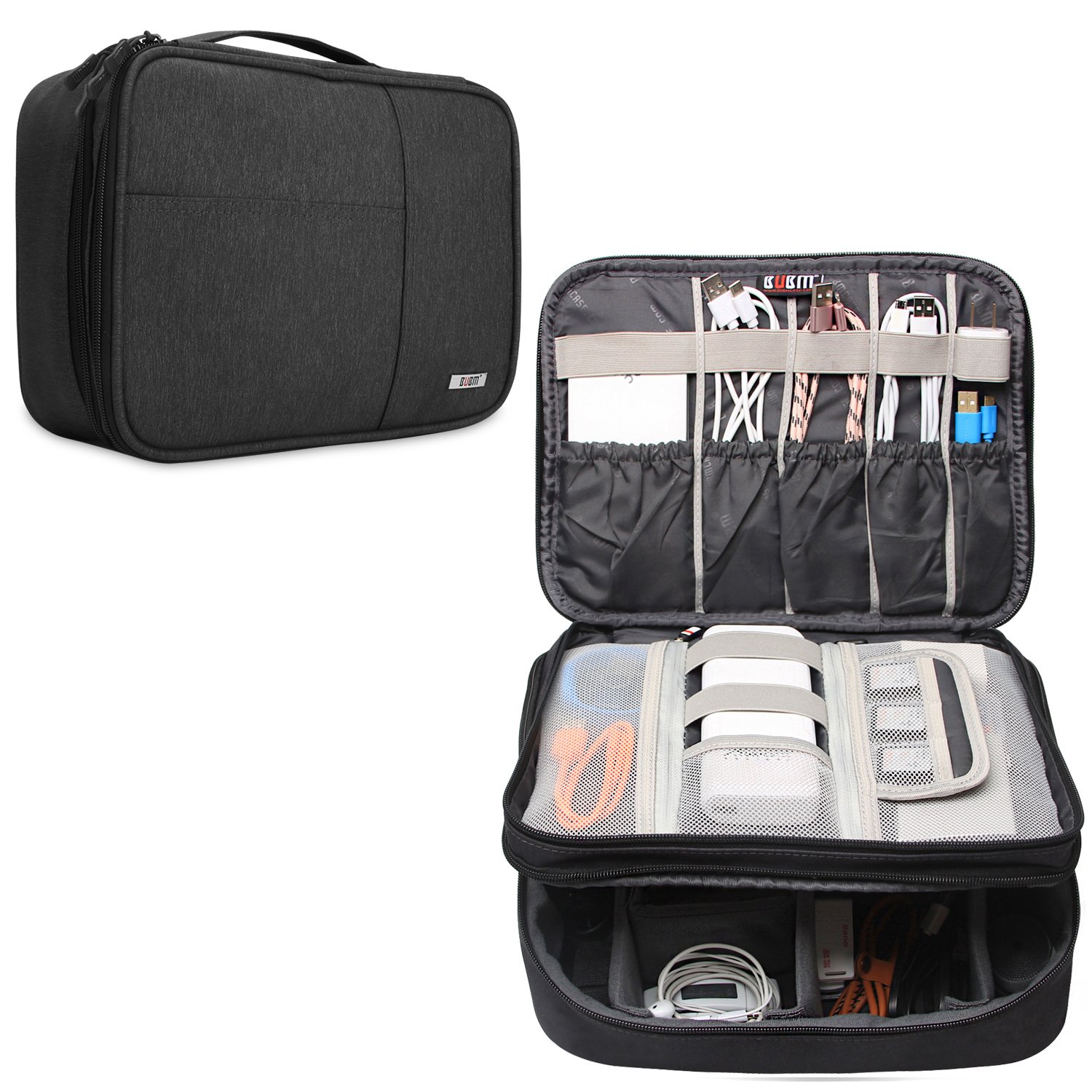 BUBM Multifunctional Travel Bag with Double Layer for Electronic Accessories such as Power Supply, Mouse and USB Knitting