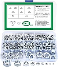 430Pcs Carbon Steel Hex Nuts Self Locking Nut Hex Nut Locking Nuts Hex Nuts for Screw Bolts and Threaded Rod Nuts, M2 M2.5 M3 M4 M5 M6 M8 M10 M12
