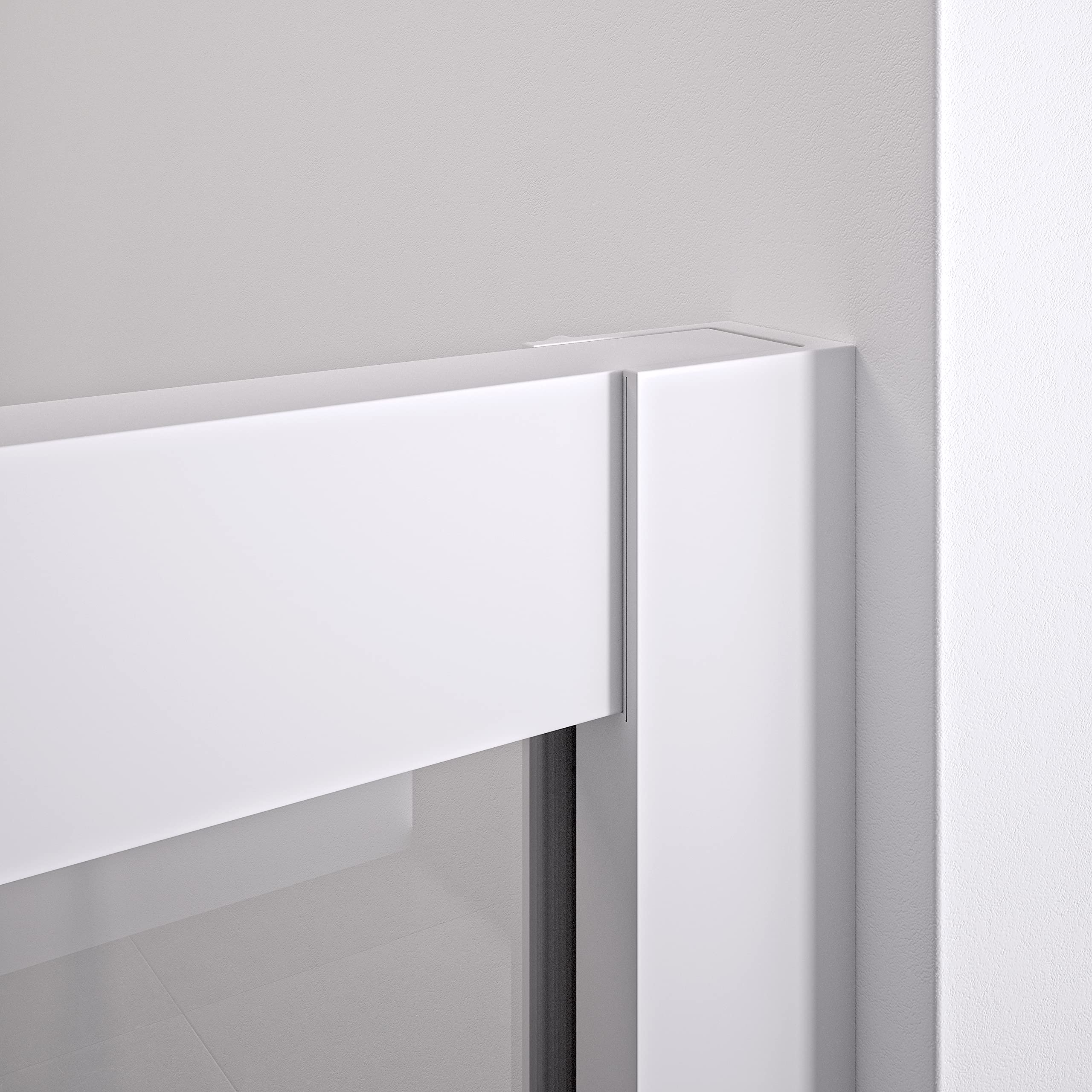 Mampara de ducha frontal 1 corredera + 1 fijo - sin perfilería inferior - Cristal transparente templado 6mm antical - Blanco Mate - Ancho adaptable 160 a 165cm - Posición puerta izquierda - Alto 195cm