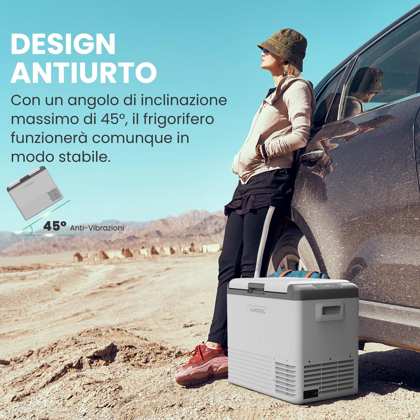 Alpicool CL50 45L Frigoriferi per Auto, Nuovo 2026 Frigoriferi Portatile Elettrico 12/24V DC 100~240 Volt AC Frigo Portatile, -20℃-20 ℃,Mini Frigorifero da Campeggio per Camion Barca Viaggio Picnic