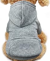 Vista 25 de Jecikelon Sudadera con Capucha de Invierno para Perro con Bolsillos Ropa Cálida para Perros Pequeños Abrigo Chihuahua Ropa para Cachorro Gato Rojo