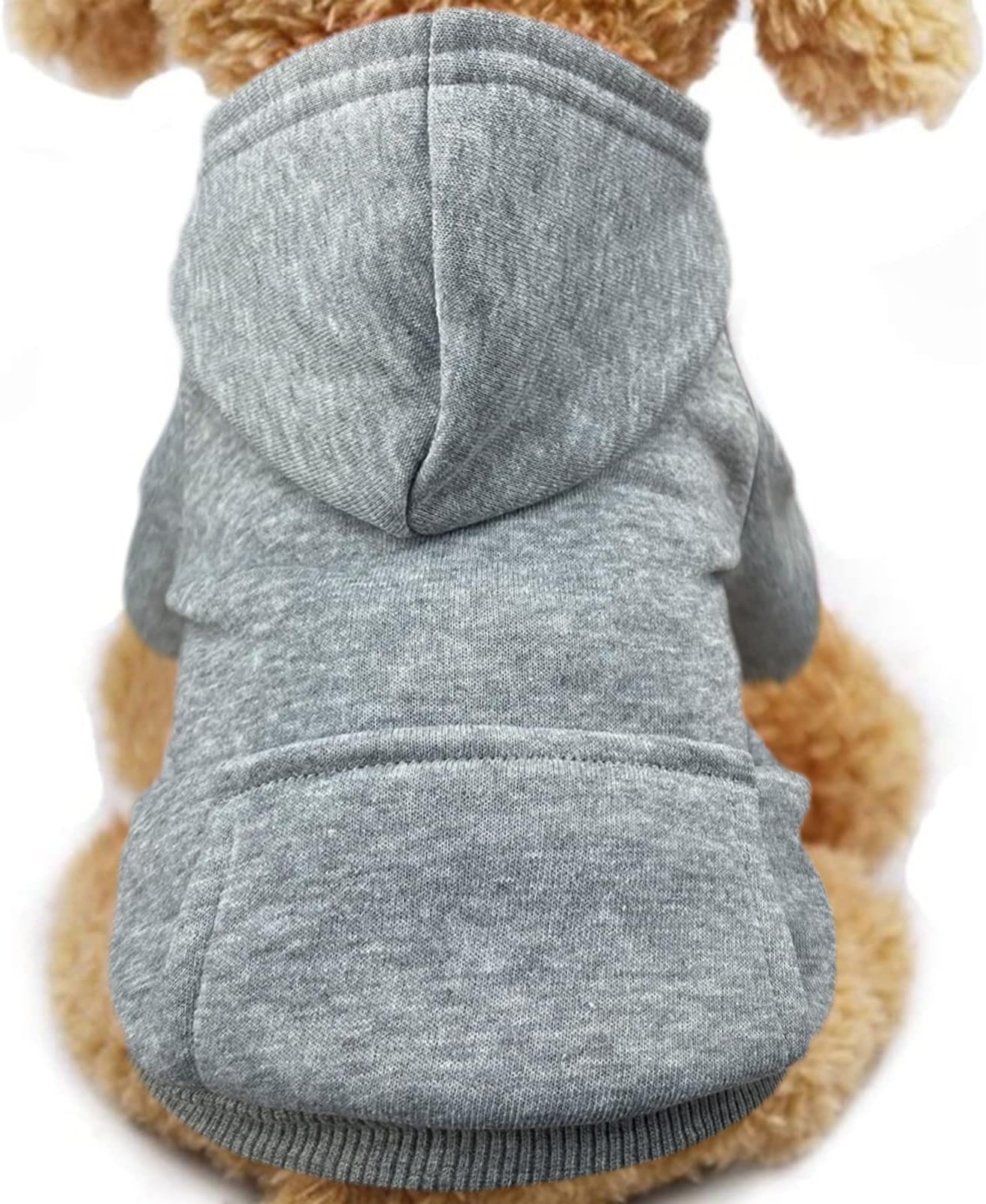 Jecikelon Winter Dog Hoodie Sweatshirts with Pockets Warm Dog Clothes for Small Dogs Chihuahua Coat Clothing Puppy Cat Custume (Grey, Medium)