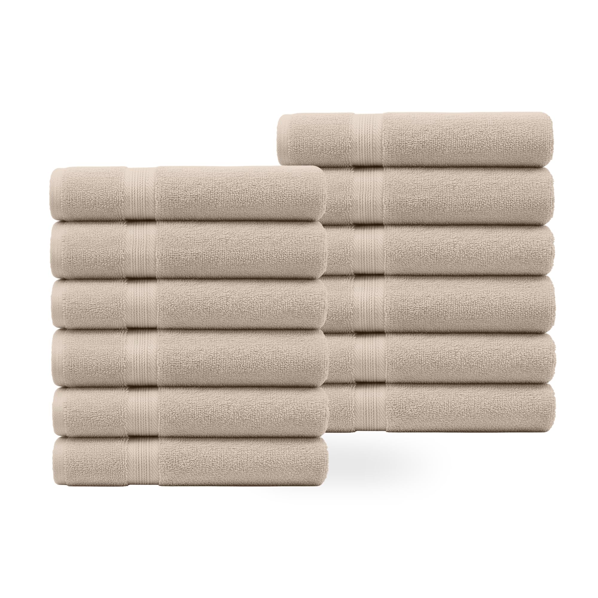 Linteum Textile Supply Premium 13x13 Washcloth (Taupe) – 100% Ring Spun Cotton Zero Twist Towels | Absorbent, Quick Dry, Durable for Bathroom, Spa,