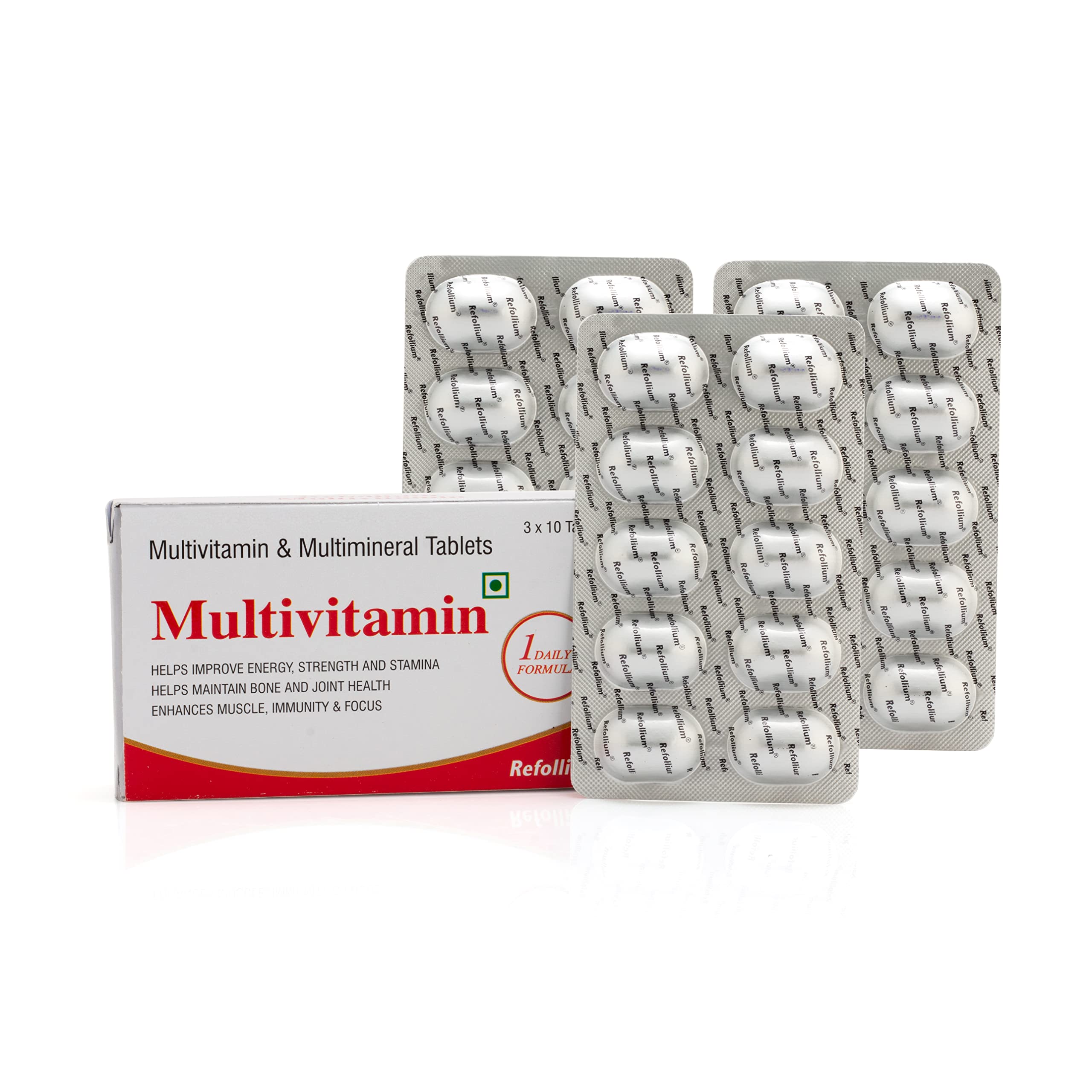 Refollium Multivitamin, Tablet with Vitamin A, Vitamin C, Vitamin D, Vitamin E and Zinc, B12, Calcium & more 25 other nutrients for Men and Women (60 Tablets) (B0C3QNMBB2) Amazon Price History, Amazon Price Tracker