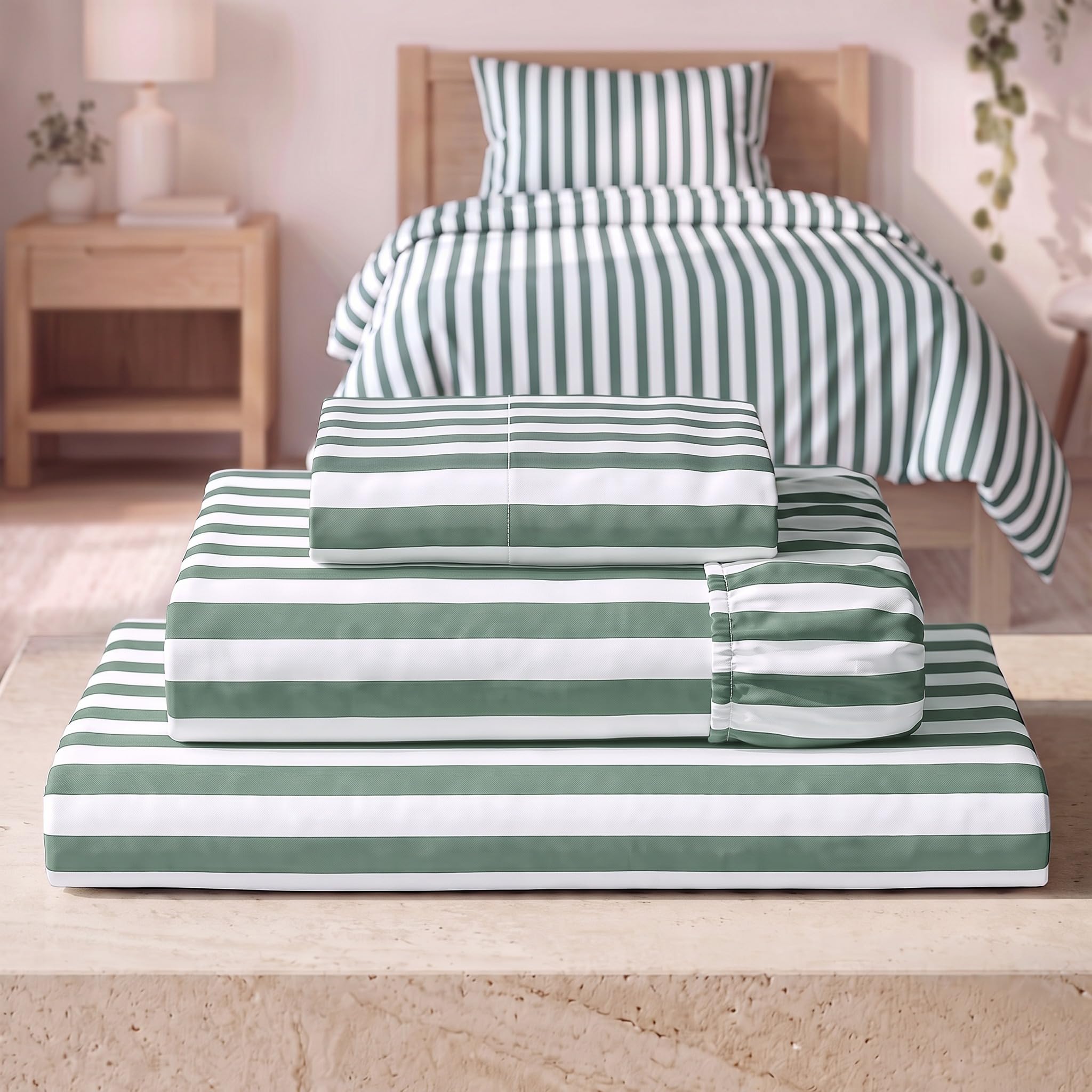 Mellanni Iconic 3-Piece, Ultra Soft Sheet Set (Twin XL, Oxford Stripe Sage)