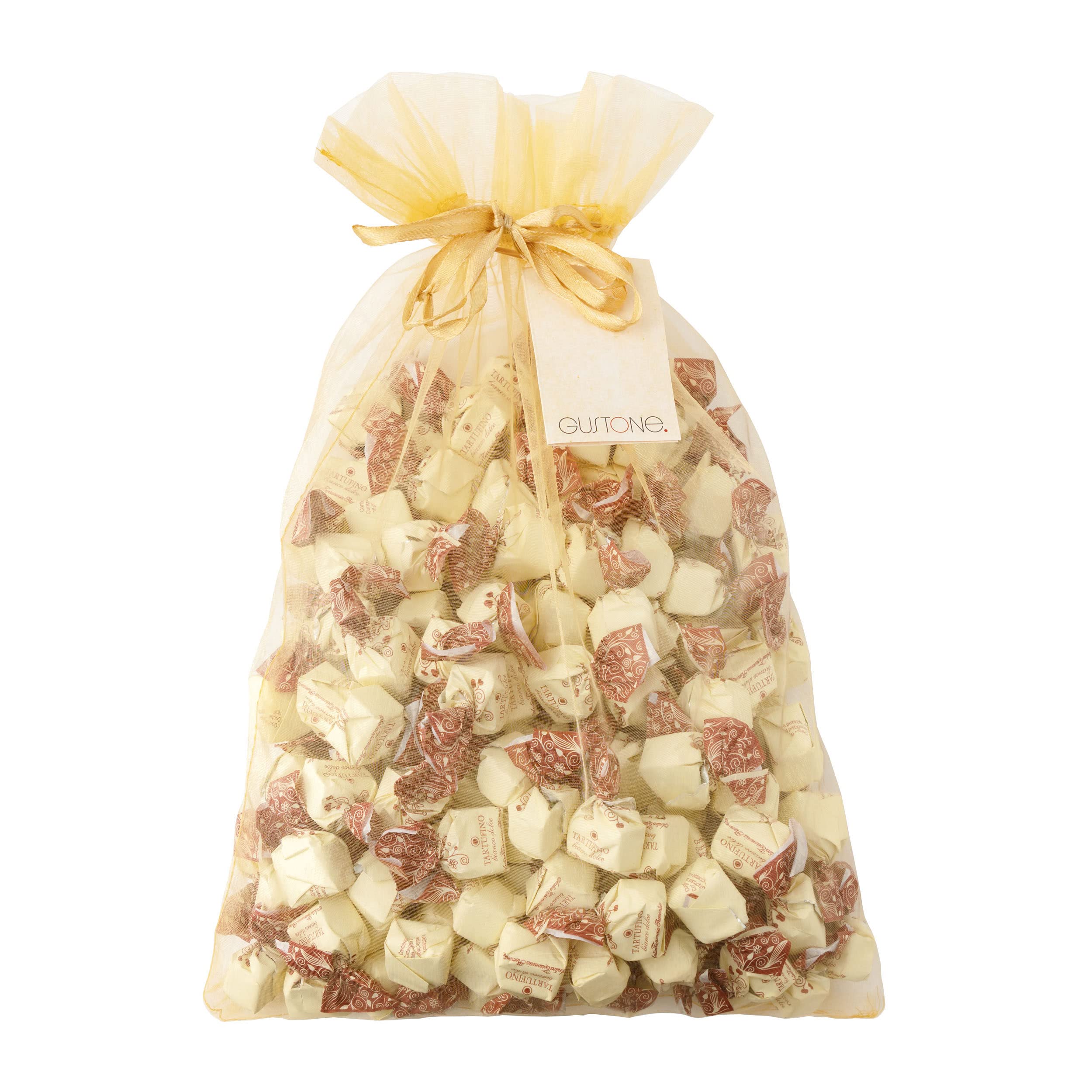 GUSTONE. Tartufini Dolci Bianco Antica Torroneria Piemontese 140 Stück 1kg | 35% Kakao, glutenfrei, IGP-geschützte Herkunft, Schokoladen-Trüffel weißer, Schokoladentrüffel, in Handarbeit gefertigt