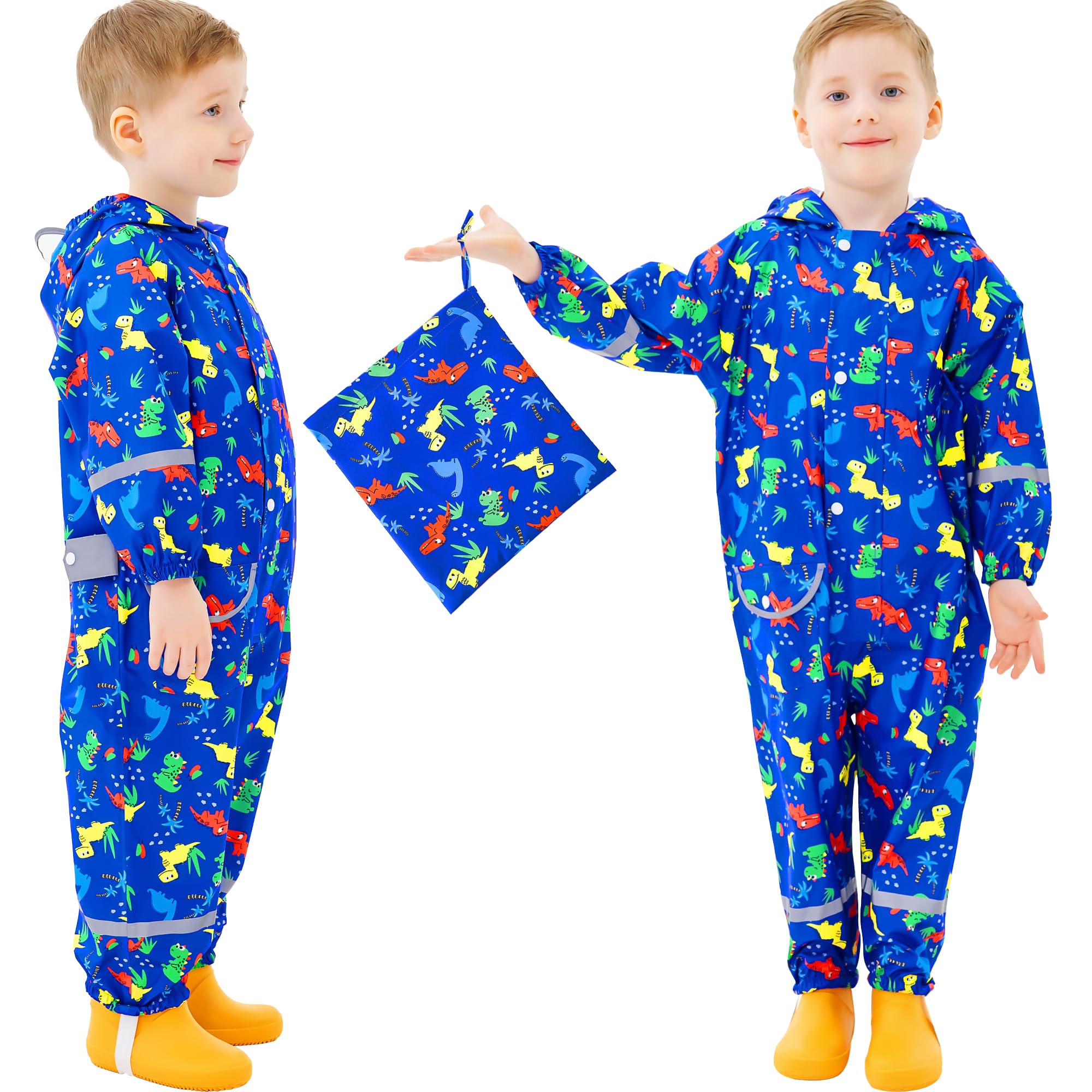 Imperméable pour Enfant Filles Garçon, Combinaison de Pluie Léger Unisexe Capuchon Dinosaure/Licorne Animé Mignon Vêtements Vestes de Pluie, Pour Randonnée, Va à L'école, Equitation, 1-9 Ans