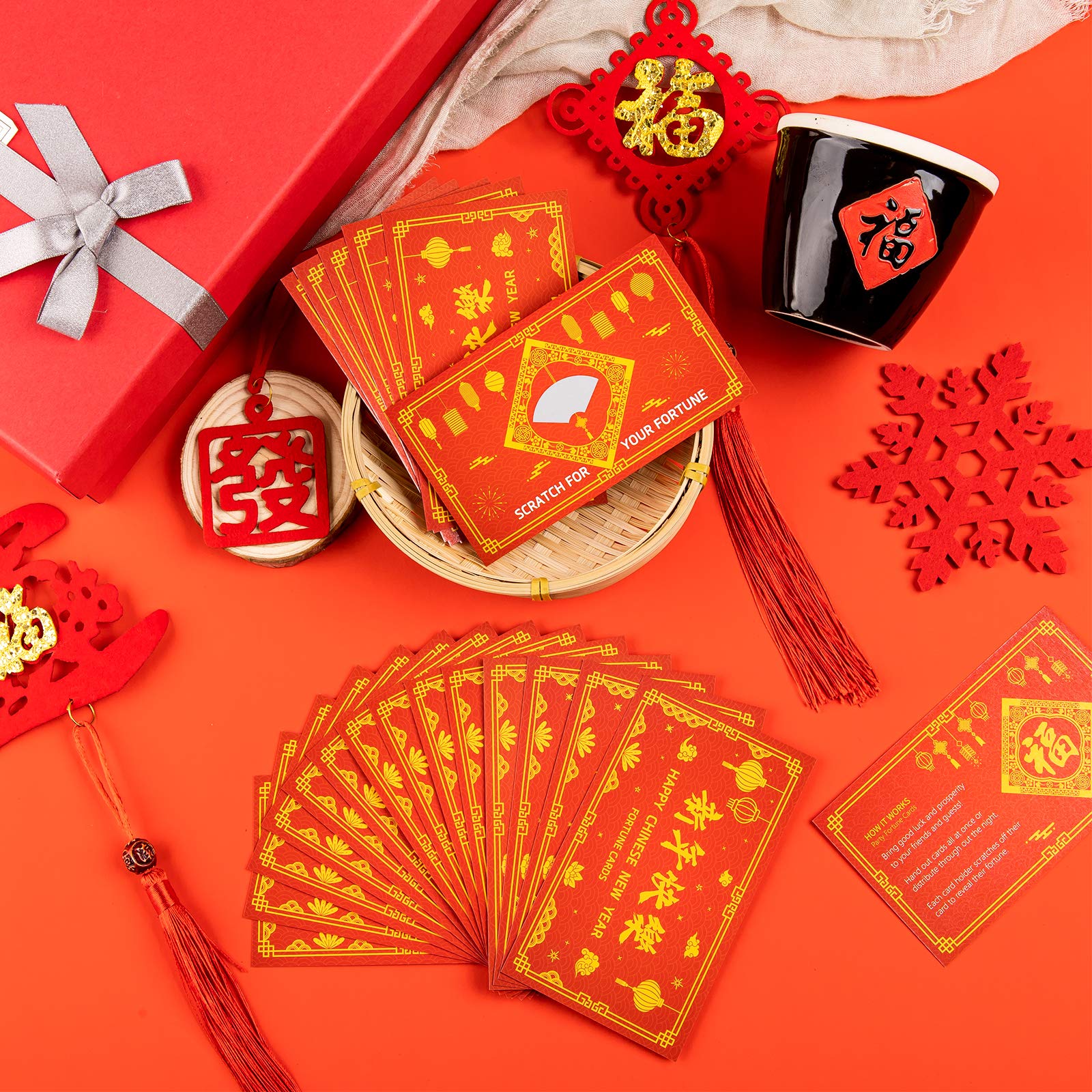 Amazon.com: Whaline 43pcs Chinese New Year Fortune Cards 2021 Year of Ox  Scratch Off Card Spring Festival Fortune Scratch Card Chinese Happy New  Year Party Supplies New Year Eve Favor : Toys