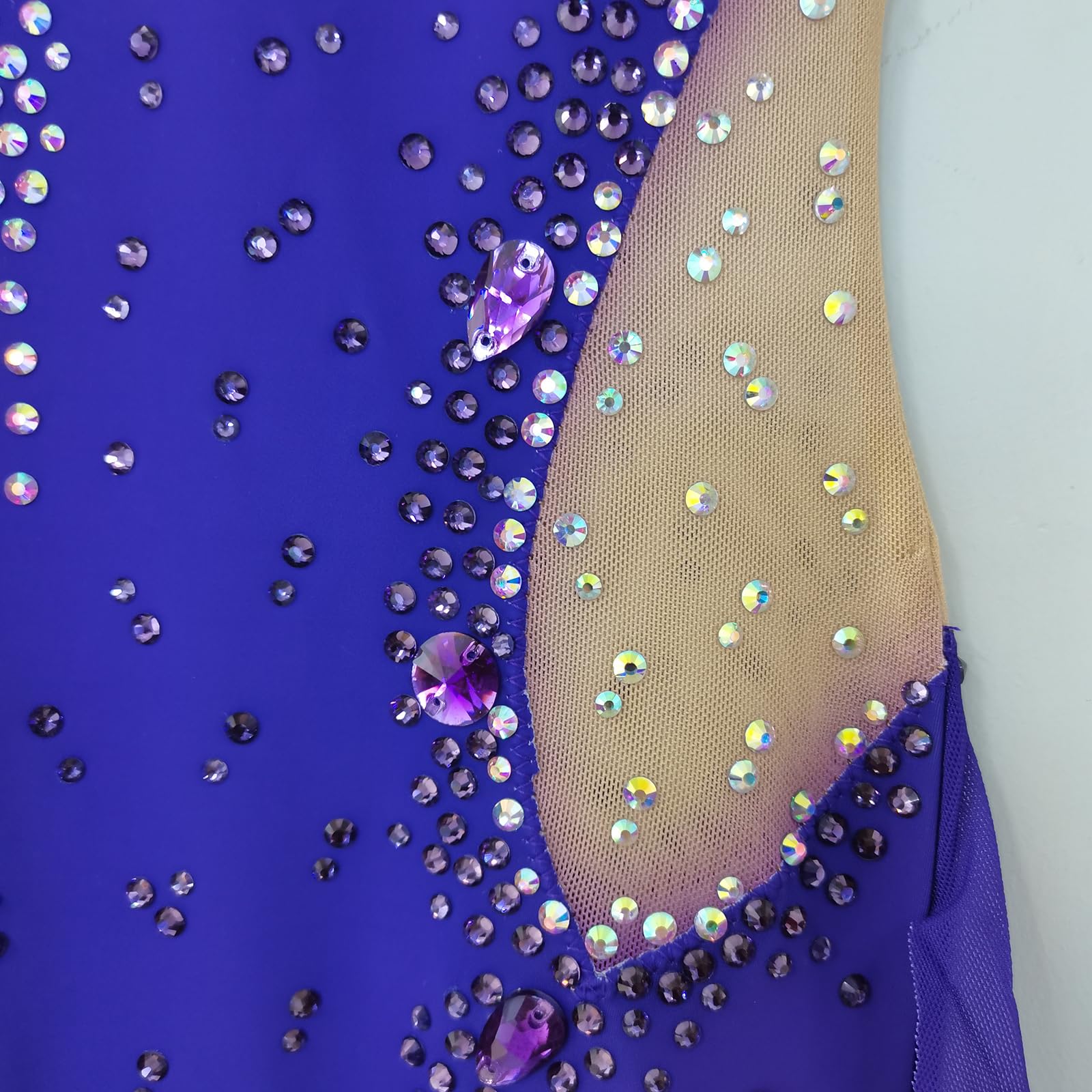 LIUHUO Mallas de gimnasia rítmica, a la moda, cómodas, de malla, color morado, elegantes