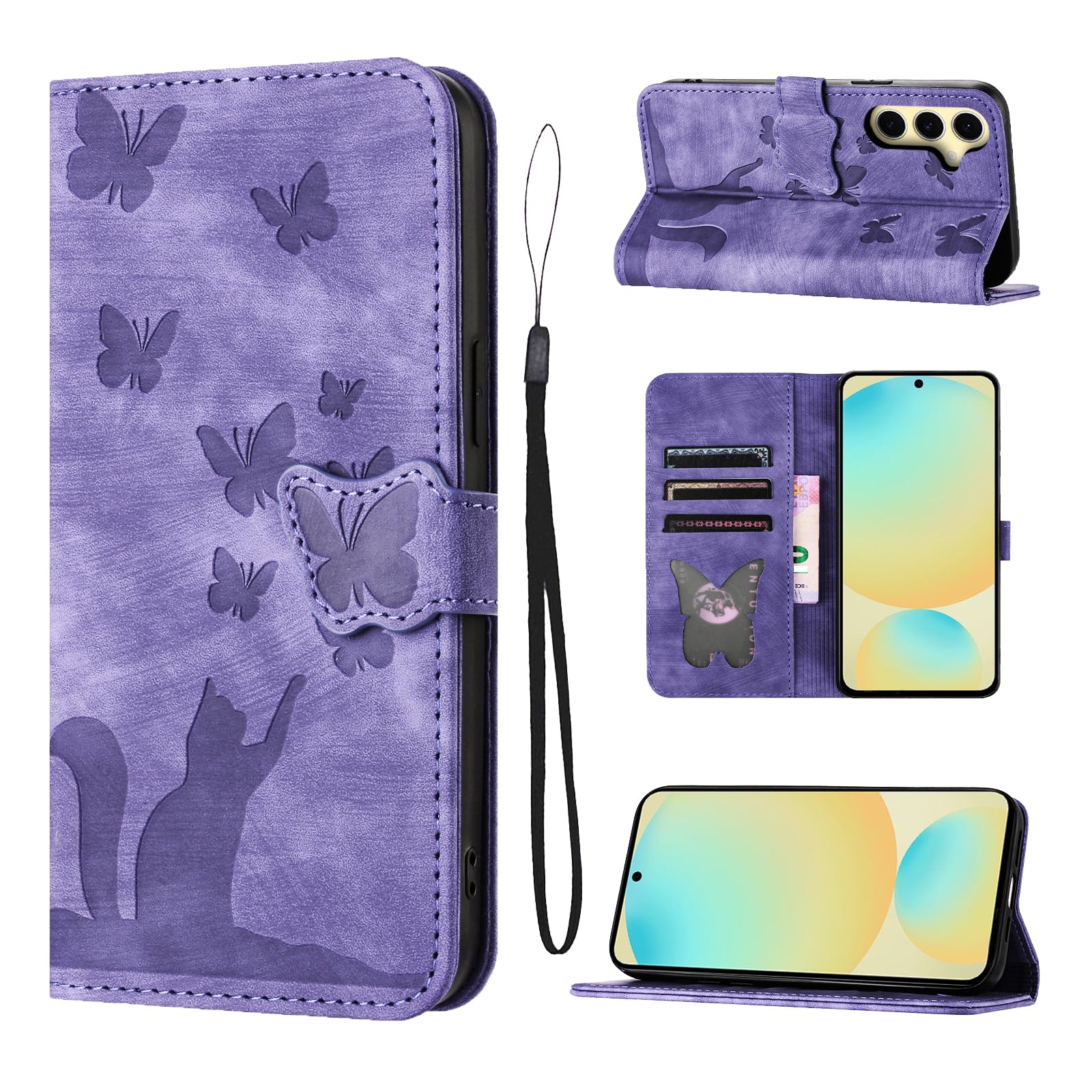 LSPCASA Custodia con Samsung Galaxy S25 FE Premium Pelle PU Flip Protettiva Cover Con Slot Per Schede e Funzione Supporto Custodia Cover Portafoglio con Samsung Galaxy S25 FE-Viola