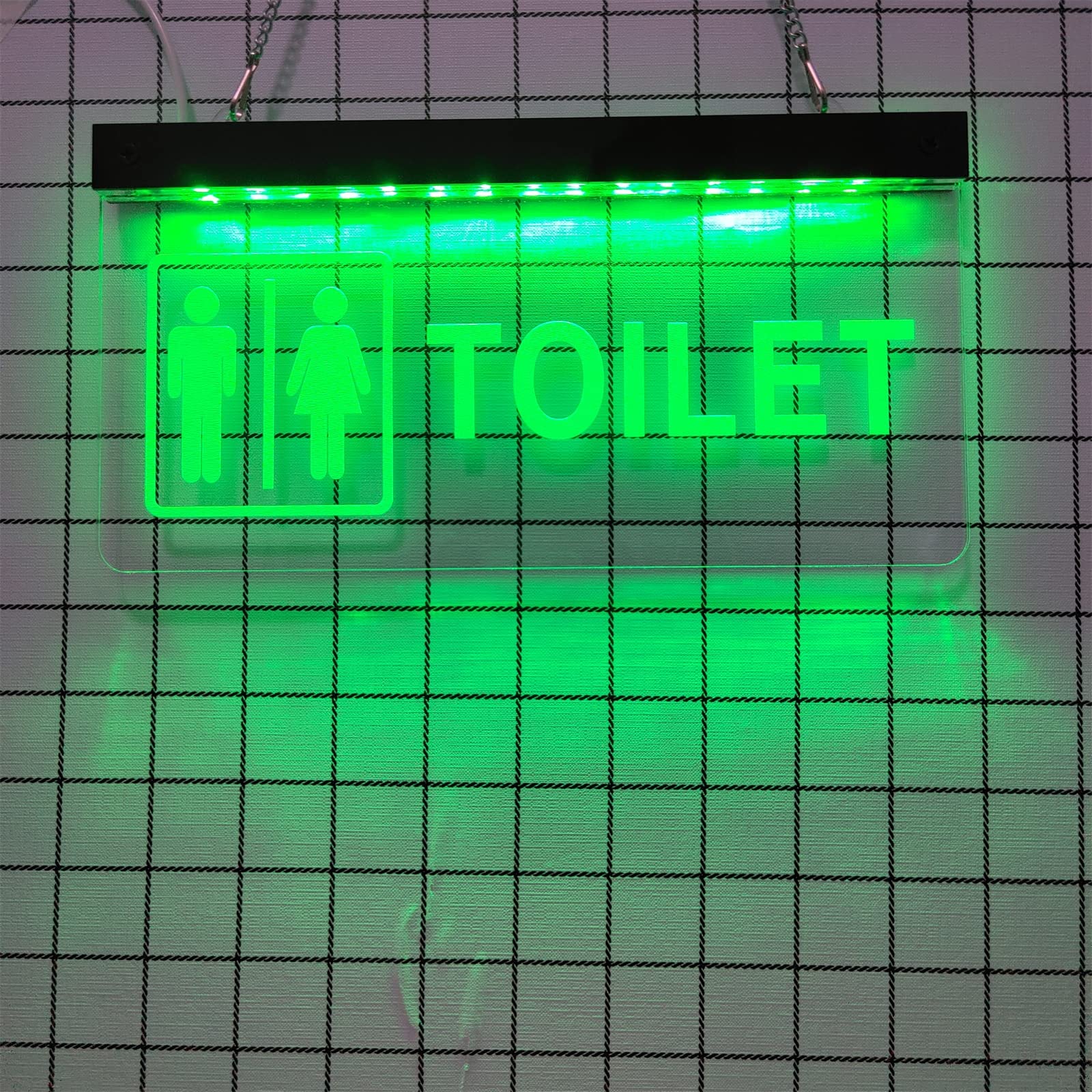 Enseigne au néon LED de Toilette Unisexe personnalisée, néons 3D pour veilleuses de décoration Murale d'entrée de Toilettes, 30x15cm,Vert