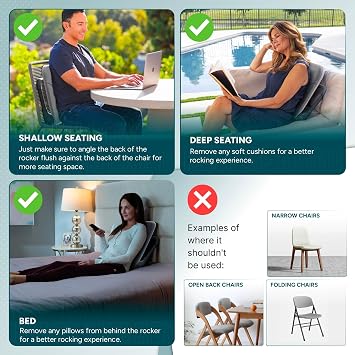 READY ROCKER Ultra| Adjustable Ergonomic Portable Rocker | Back Pain Relief & Relaxation | Back & Lumbar Support for Chair | Lightweight & Portable | 4.0 Model (Slate)
