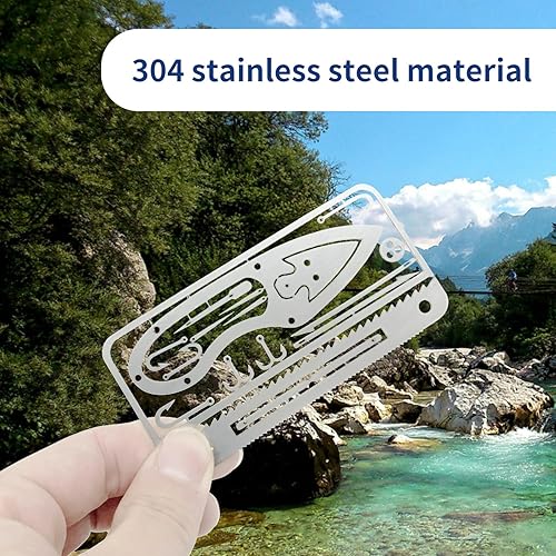 Vista 5 de Tarjetas de supervivencia, herramienta de campamento multiherramienta, kit EDC para senderismo al aire libre, pesca, caza, supervivencia